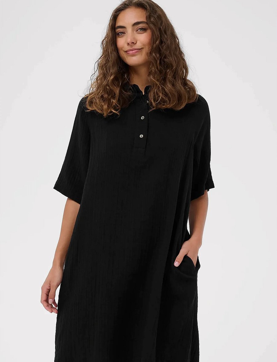 Culture - CUtala Elina Short Dress - skjortklänningar - black - 0