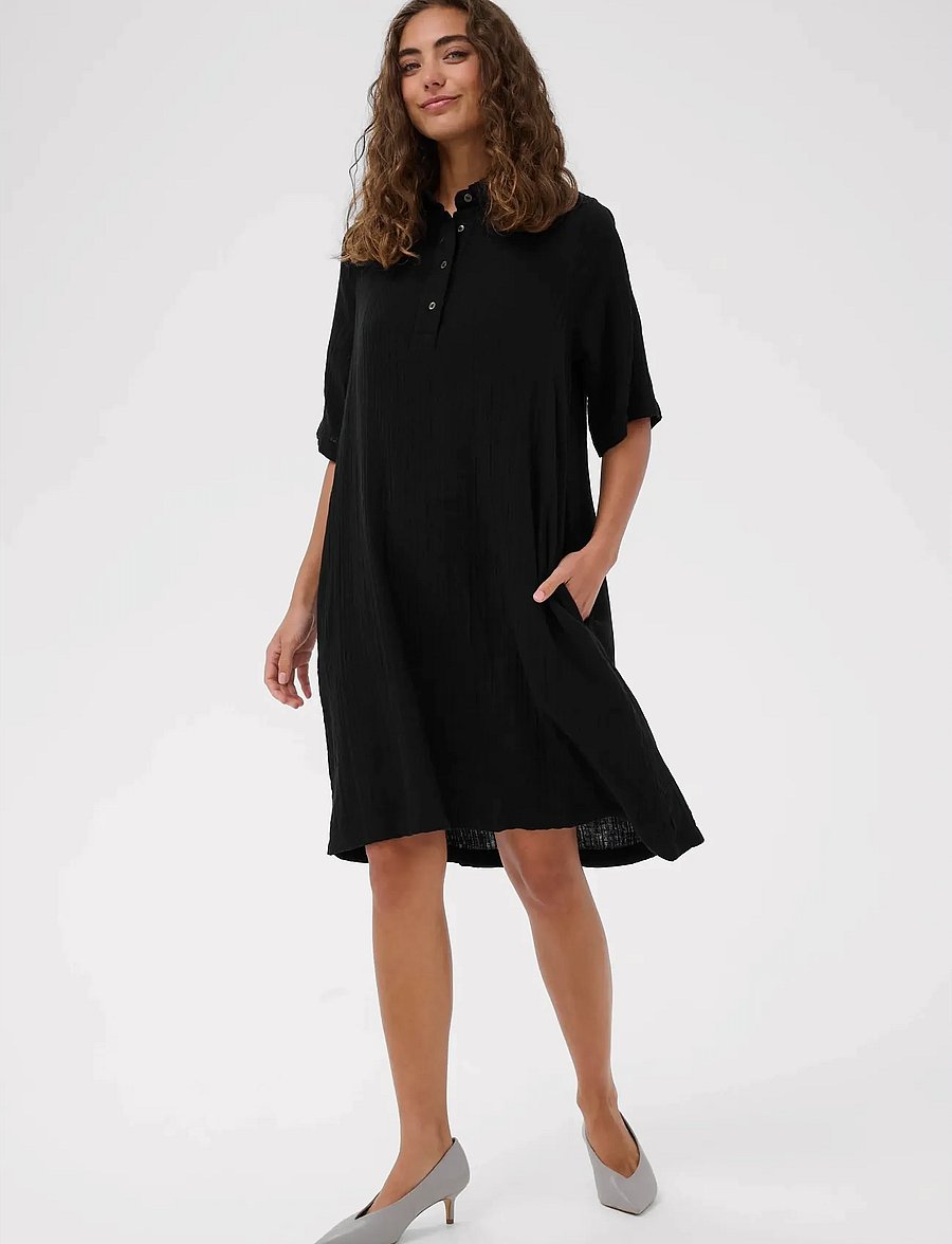 Culture - CUtala Elina Short Dress - skjortklänningar - black - 3