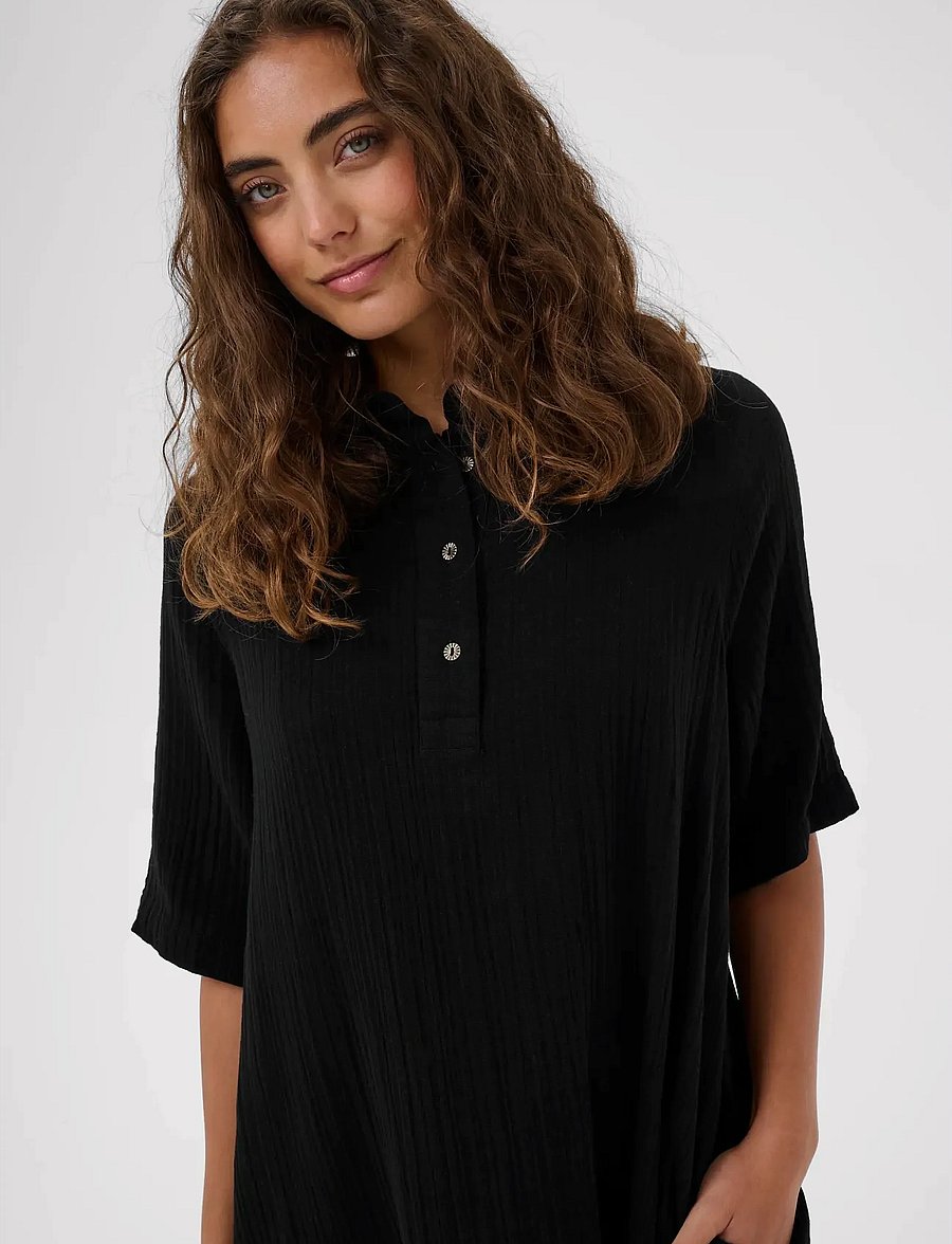 Culture - CUtala Elina Short Dress - skjortklänningar - black - 5