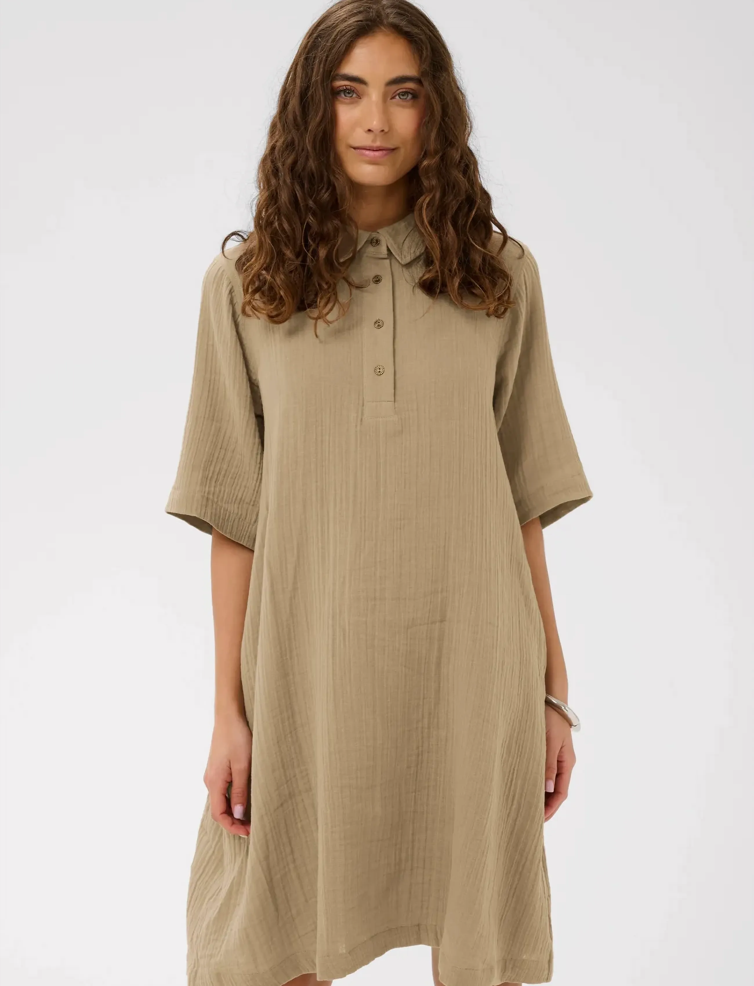 Culture CUtala Elina Short Dress - Kleider - DUNE / beige