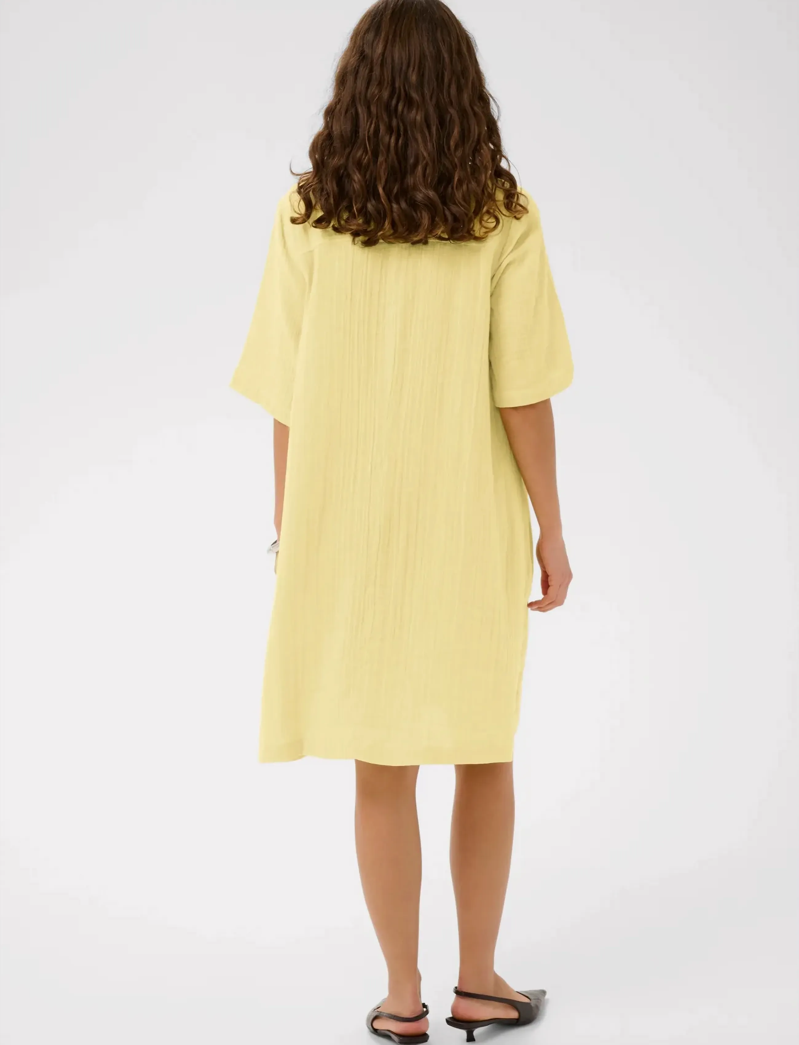 Culture - CUtala Elina Short Dress - skjortekjoler - lemon meringue - 4