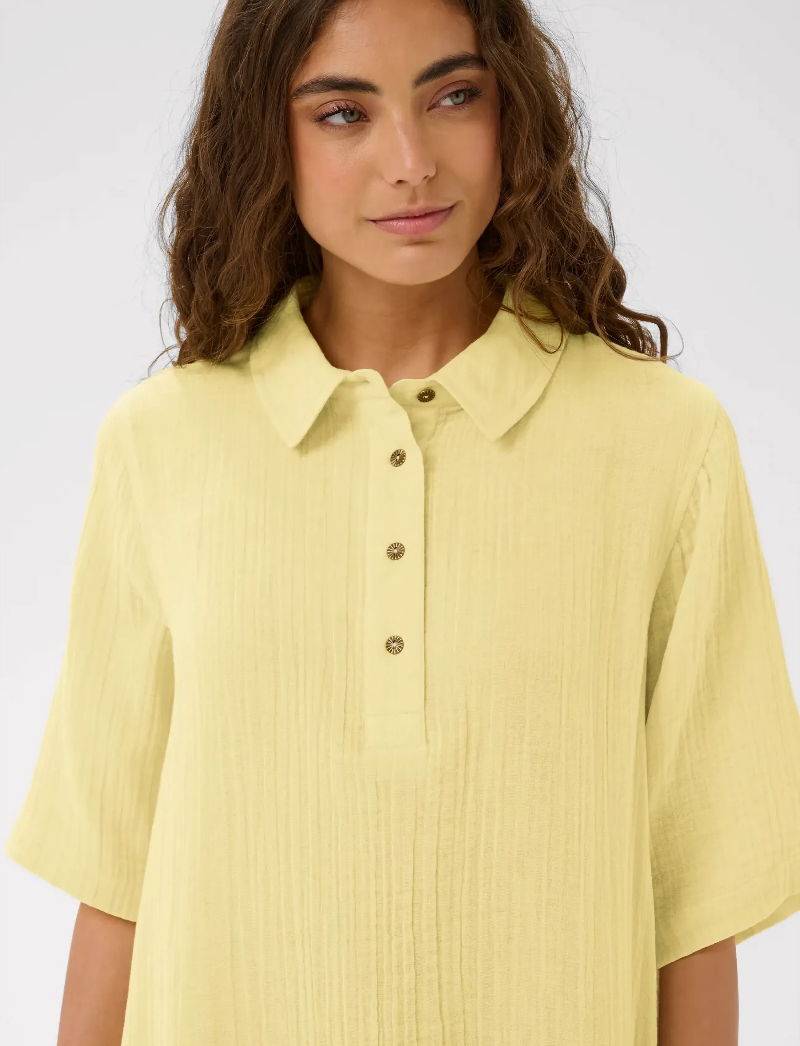 Culture - CUtala Elina Short Dress - skjortekjoler - lemon meringue - 5