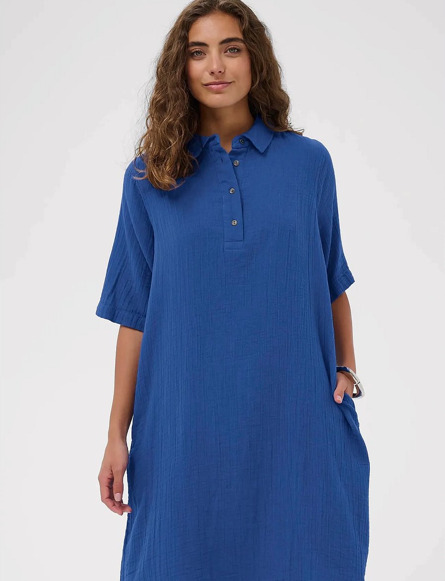 Culture - CUtala Elina Short Dress - shirt dresses - nautical blue - 0