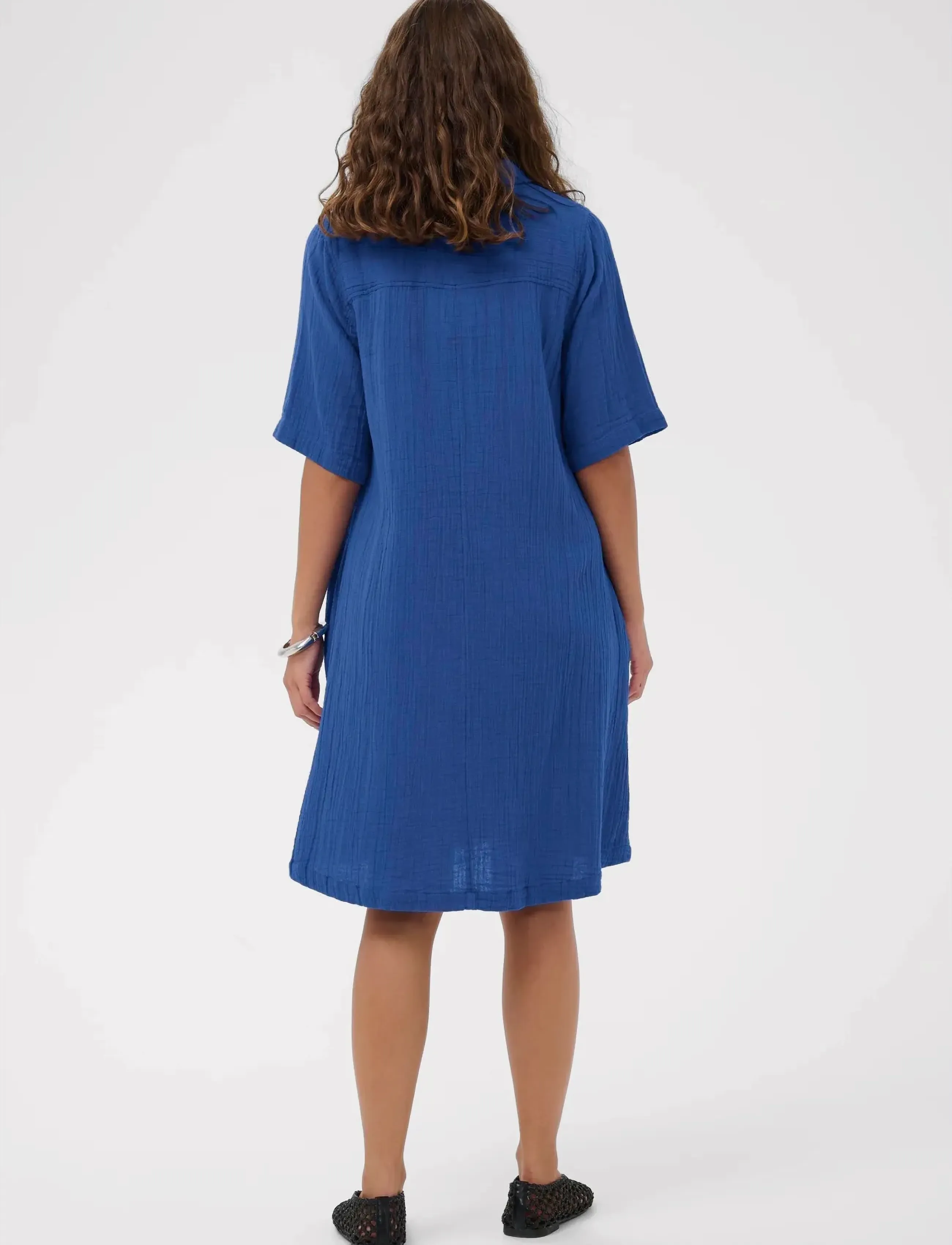 Culture - CUtala Elina Short Dress - skyrtukjólar - nautical blue - 4
