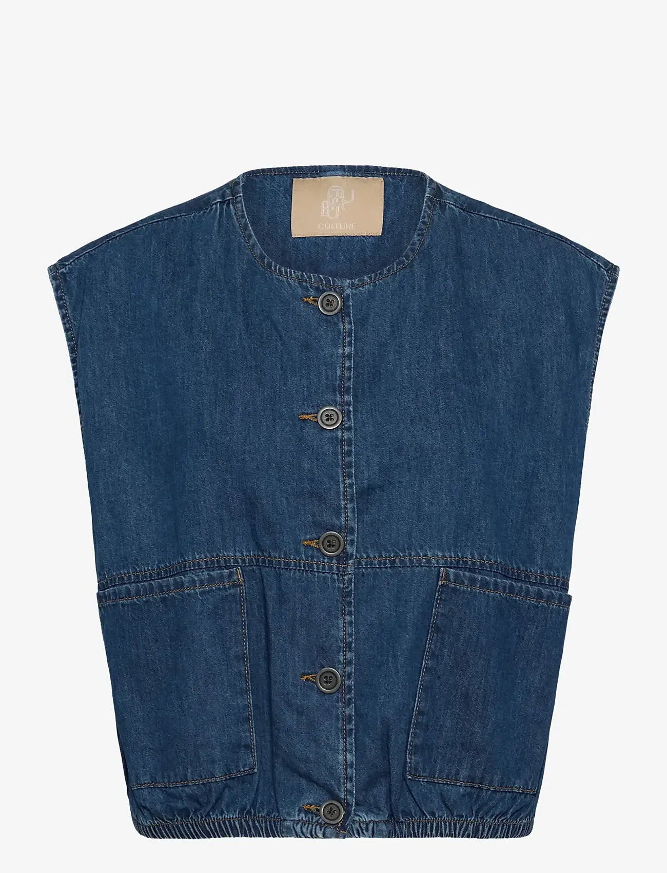 Culture - CUlava Arpa Waistcoat - denimveste - dark blue wash - 1