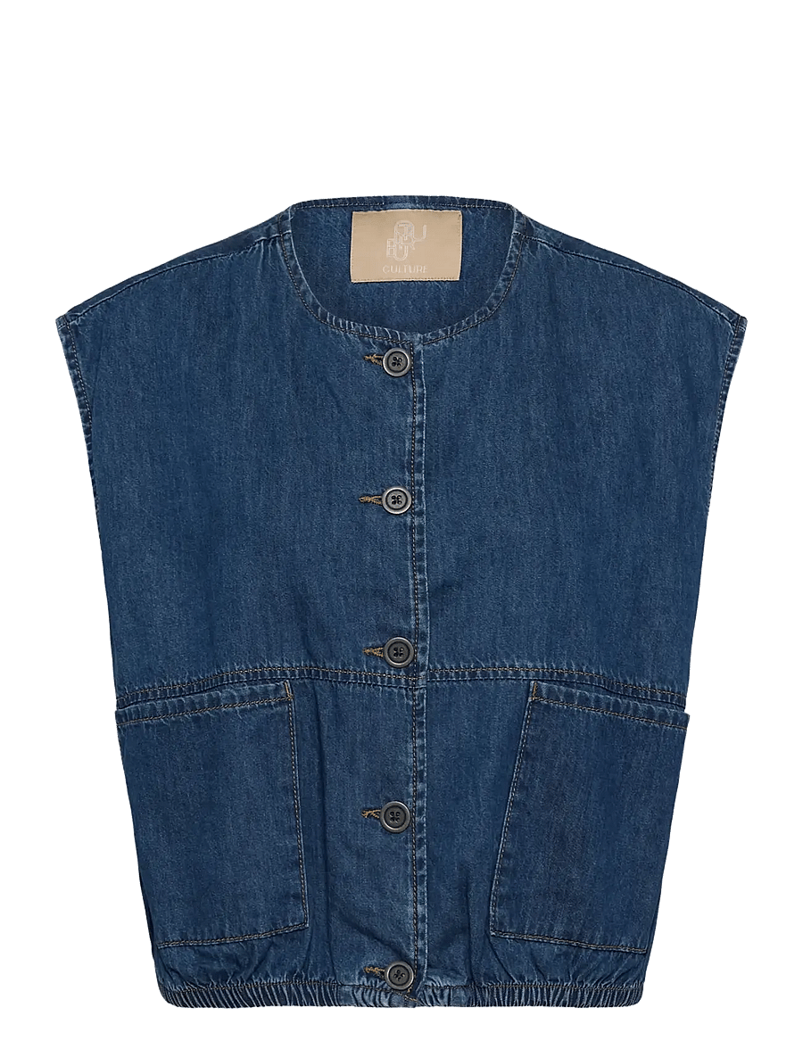 Culture - CUlava Arpa Waistcoat - denim-westen - dark blue wash - 1