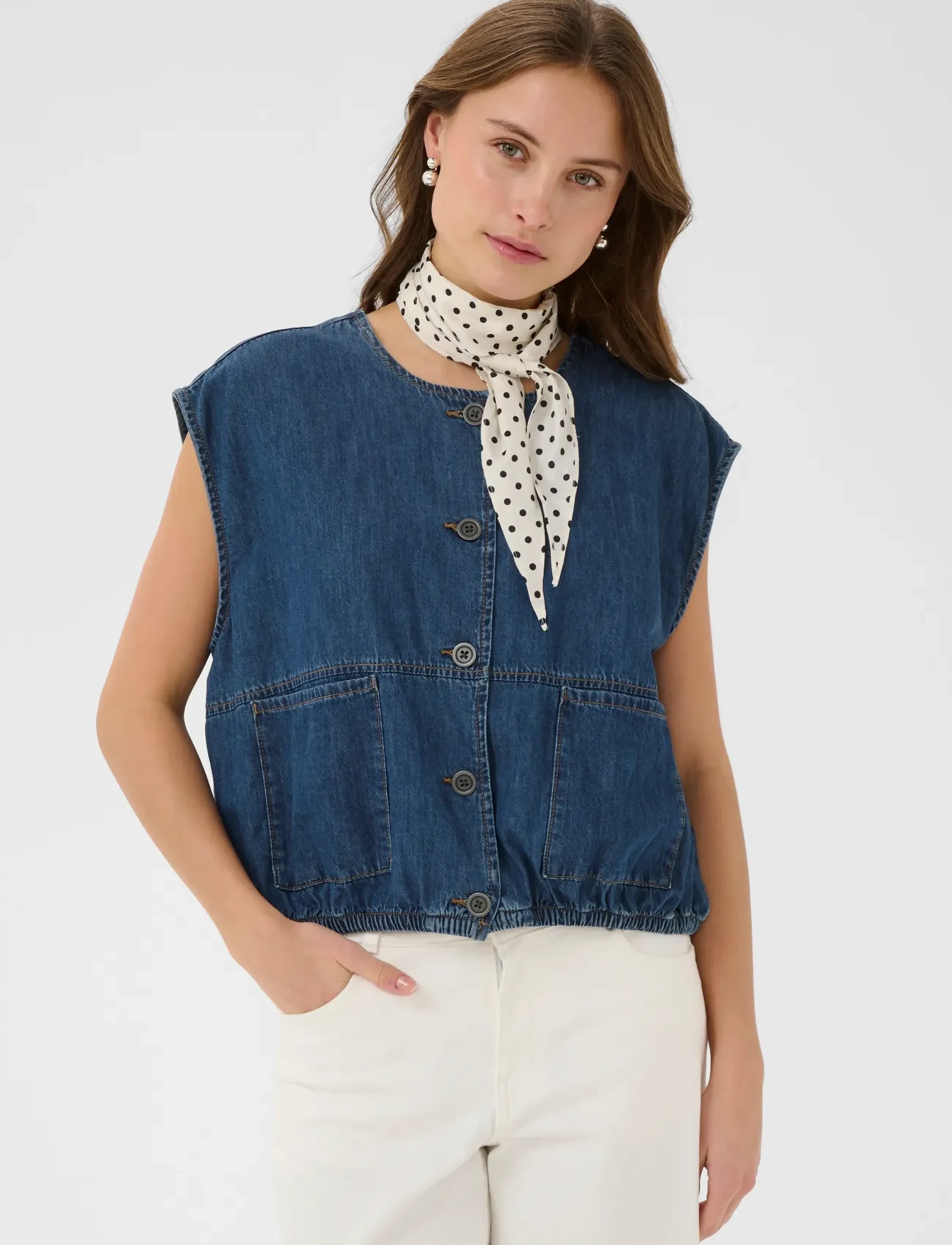 Culture Culava Arpa Waistcoat, M, Westen, Marineblau - Denim Frauen