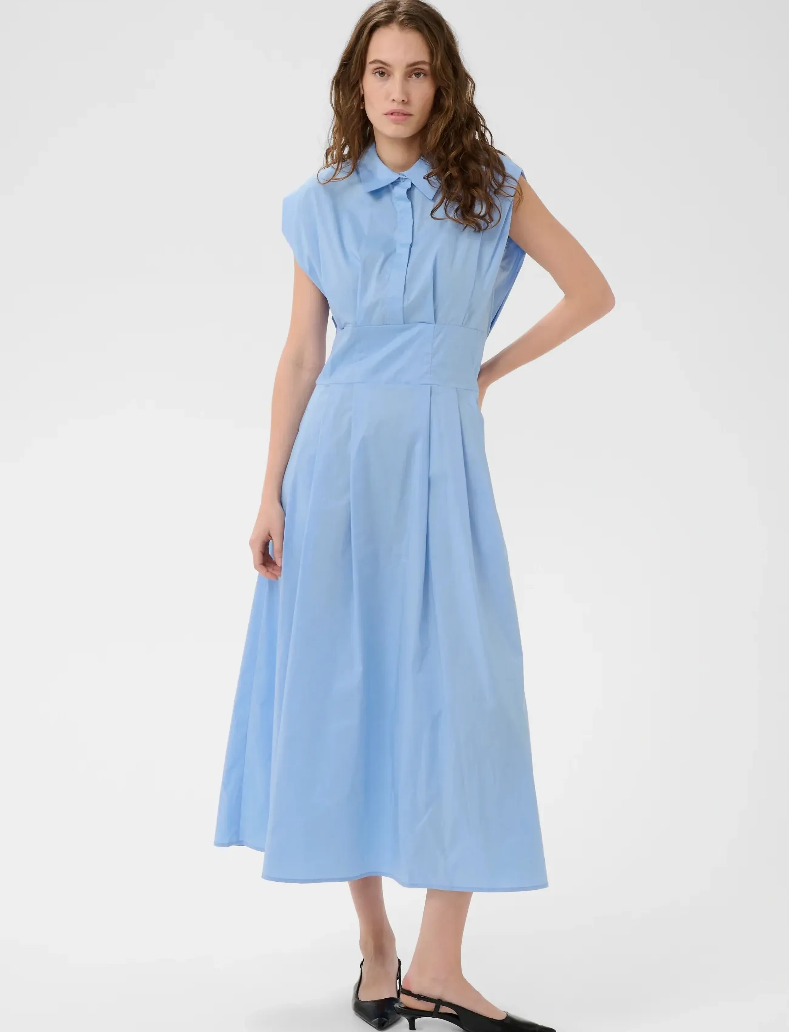 Culture Cumalue Antoinett Long Dress, L, Blue, Kjoler > Knælange Og Midi, Dame
