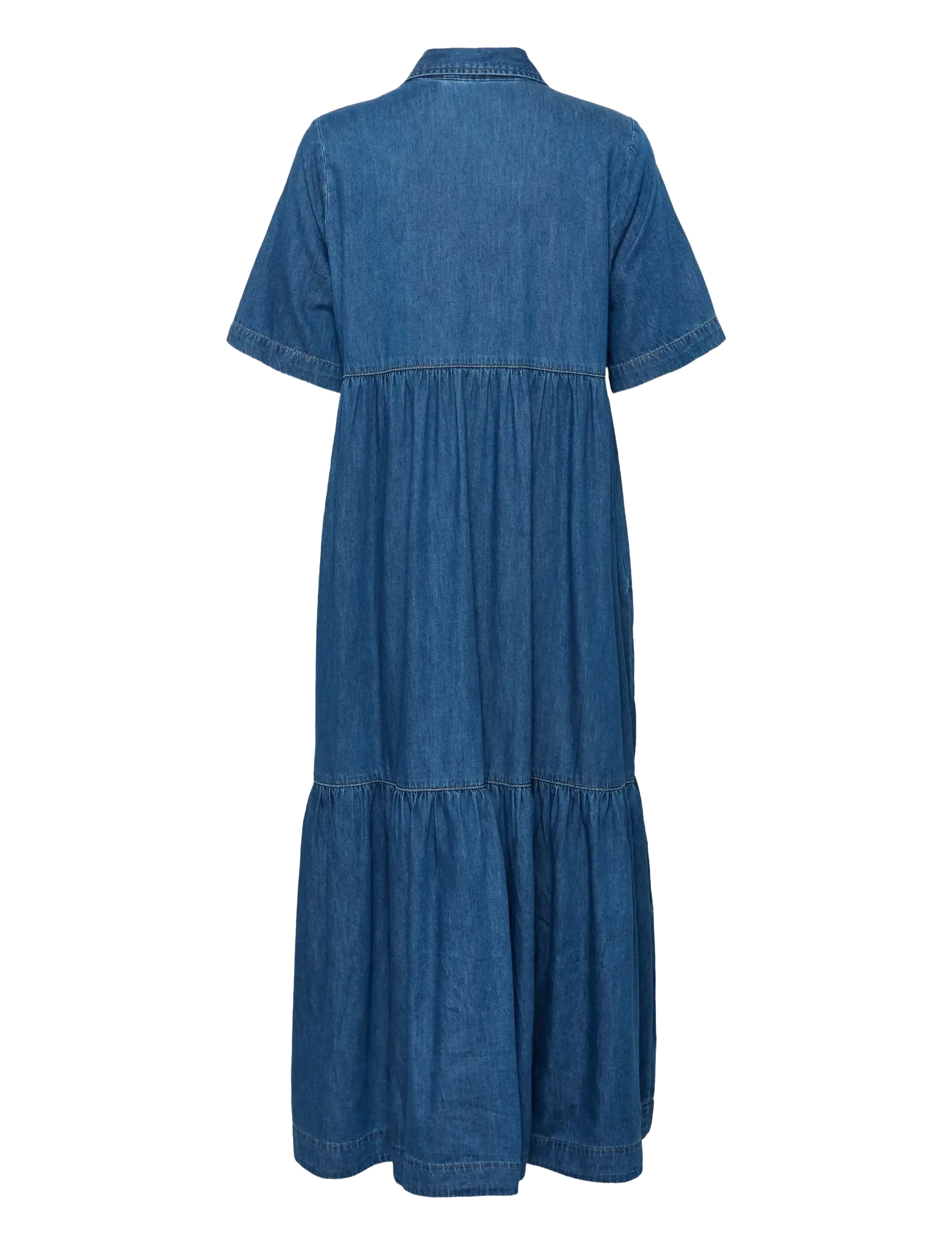Culture - CUmona Arpa Long Dress - skjortekjoler - dark blue wash - 2