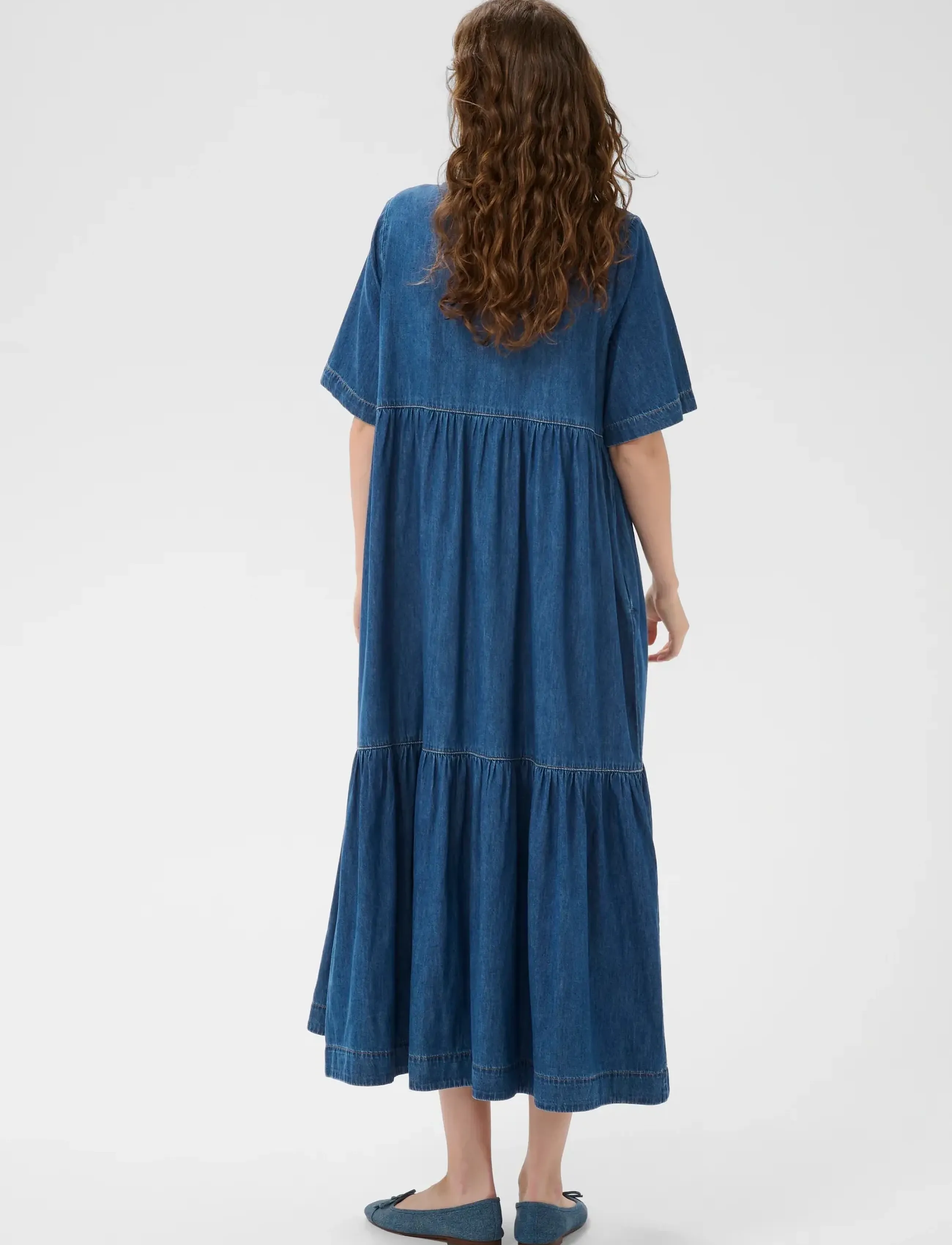 Culture - CUmona Arpa Long Dress - skjortekjoler - dark blue wash - 3