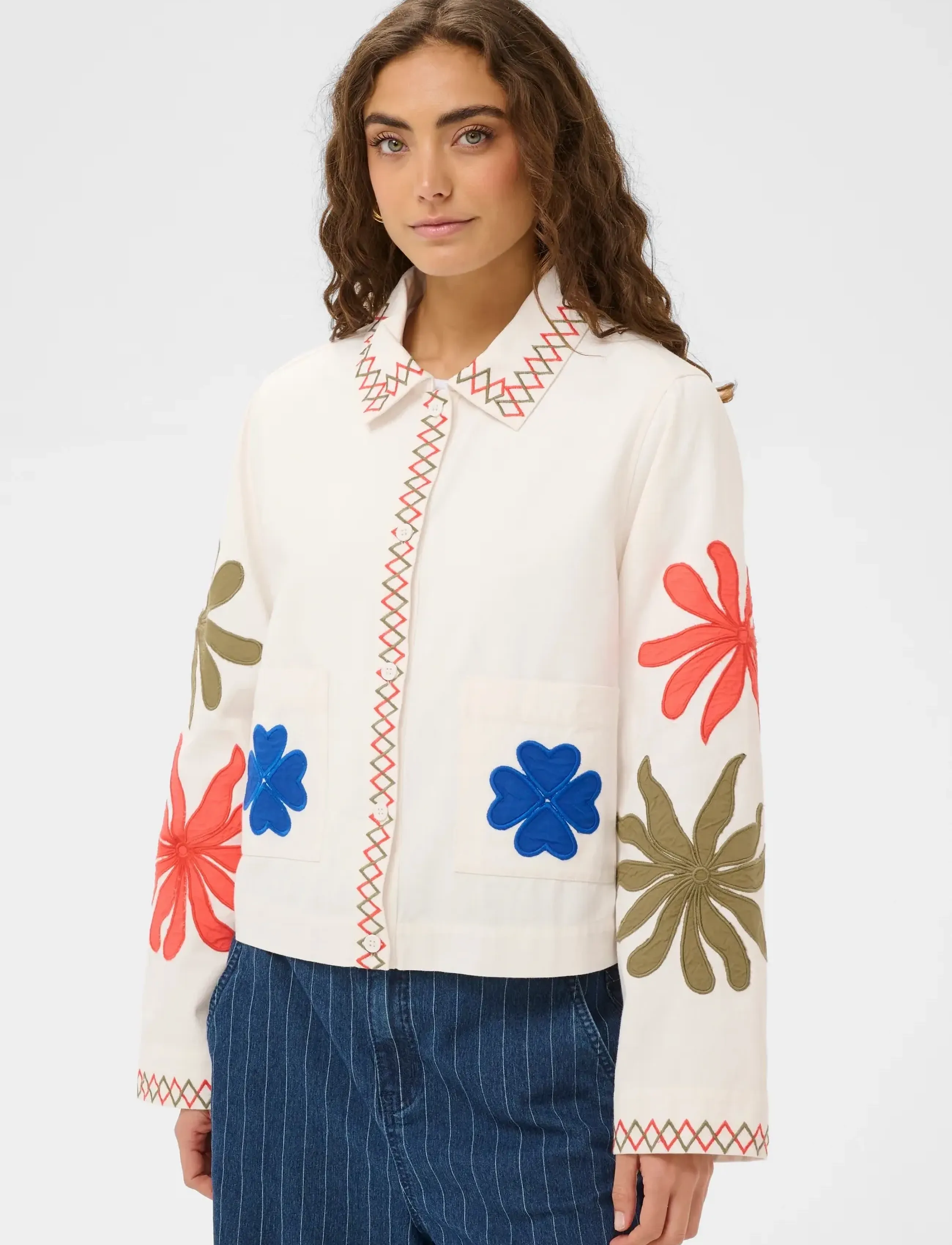 Culture CUchrestella Jacket - Transitional Layering - SPRING GARDENIA / white
