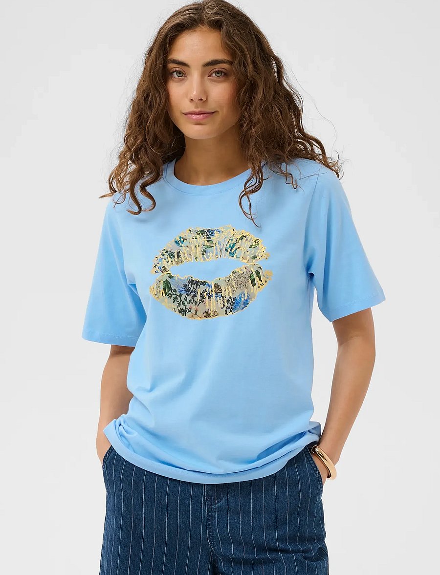 Culture - CUcilie Gith Tshirt - t-shirts - powder blue - 0