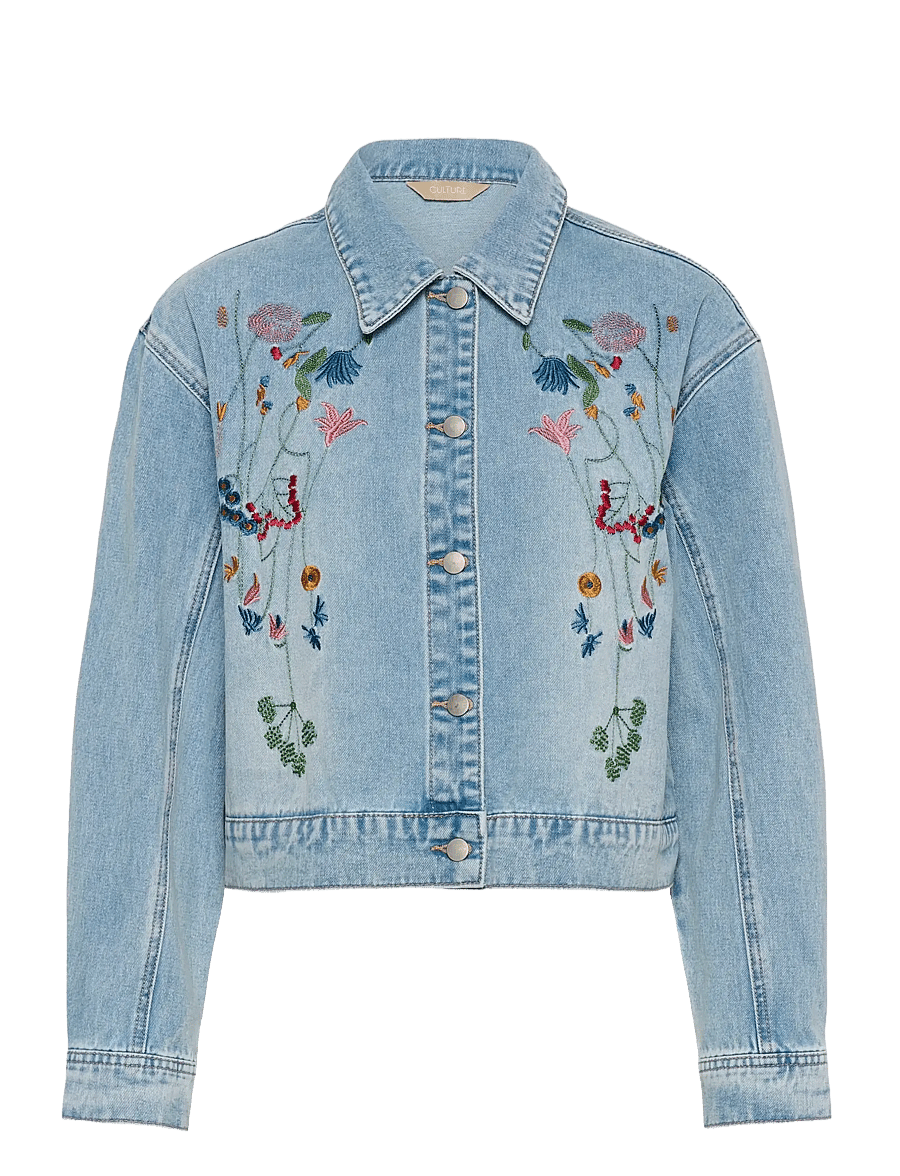 Culture - CUtiala Aniceta EmbroideryJacket - jeansjacken - light blue wash - 1