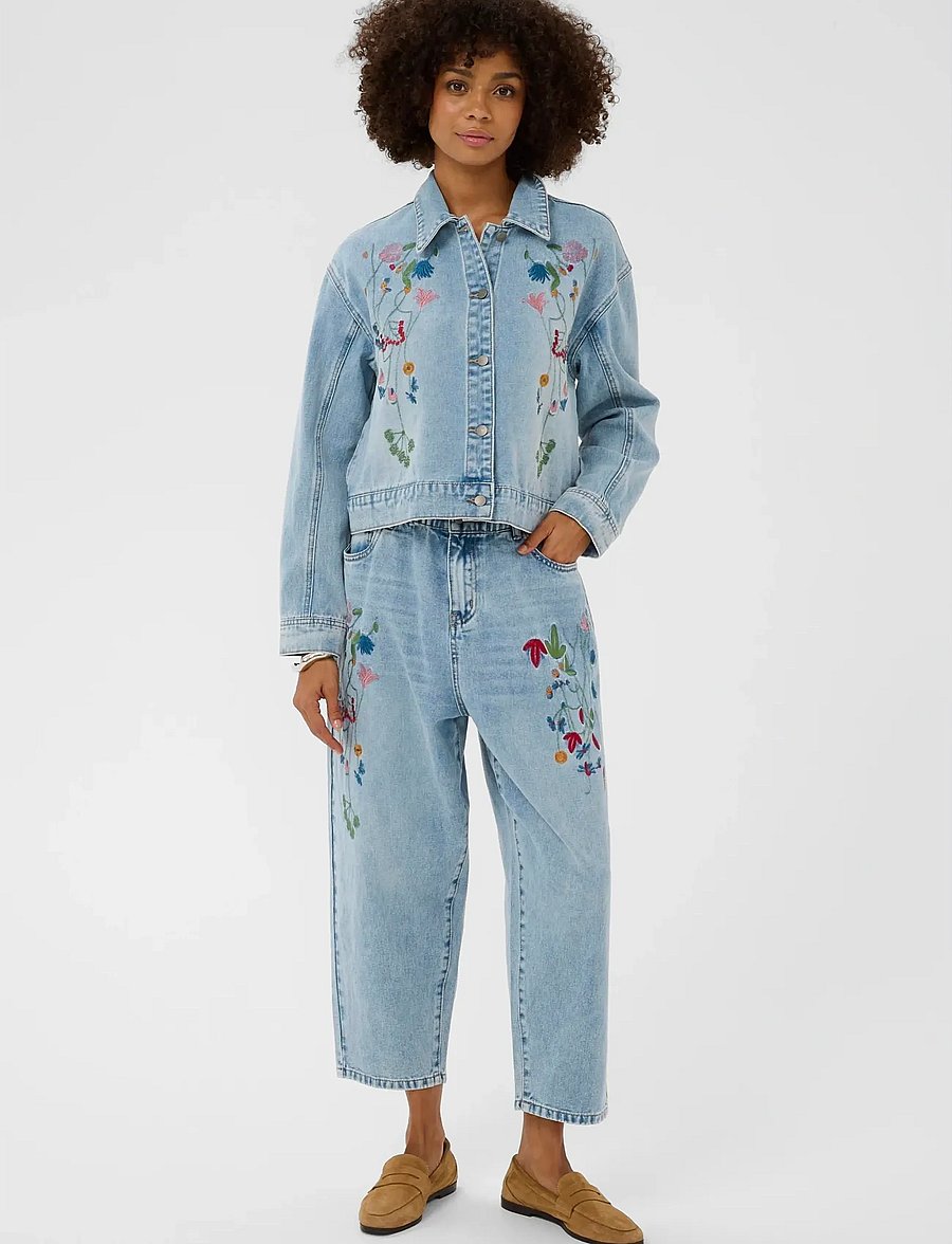 Culture - CUtiala Aniceta EmbroideryJacket - jeansjacken - light blue wash - 3