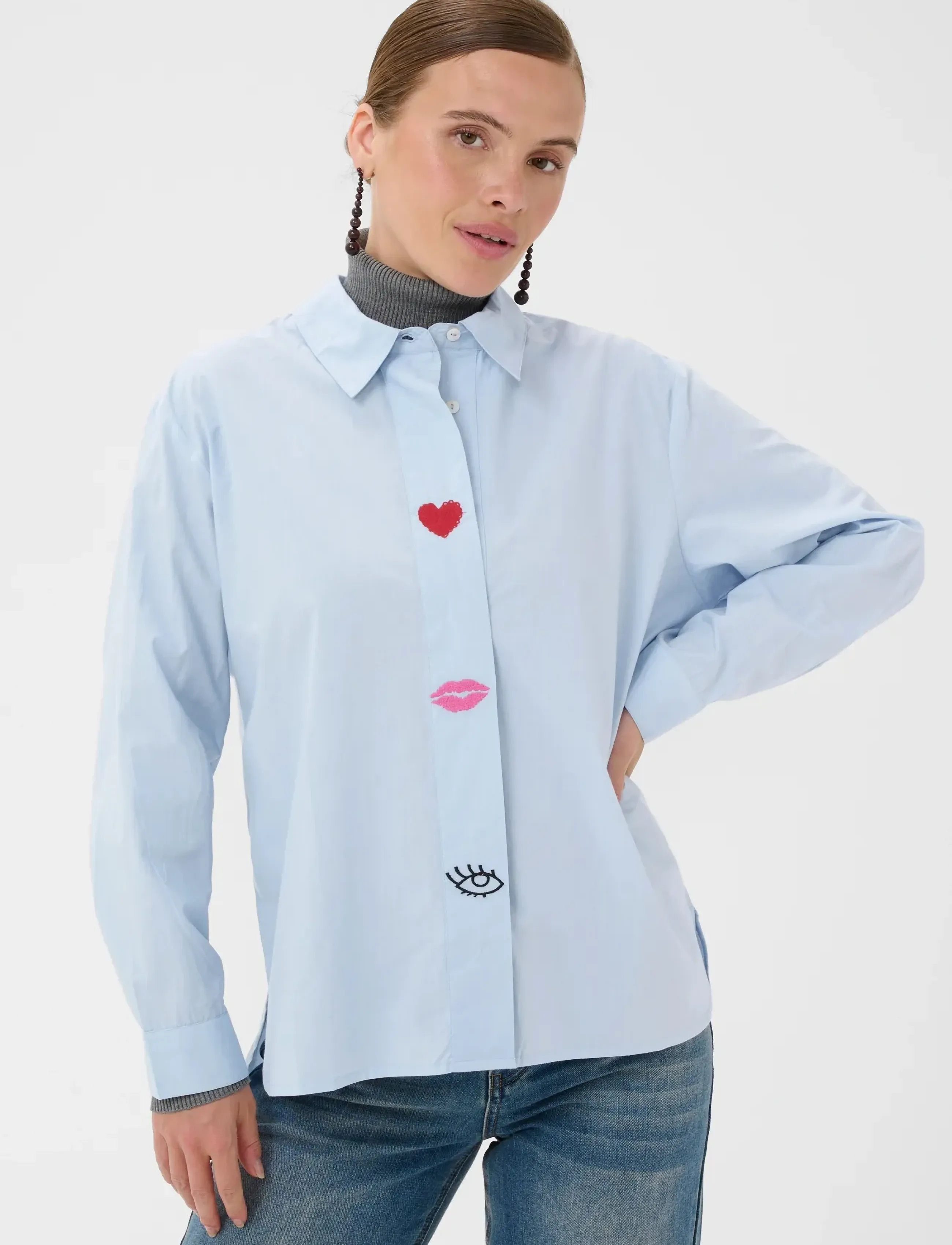 Culture Cuodette Shirt, L, Blue, Skjorter > Langærmede, Dame