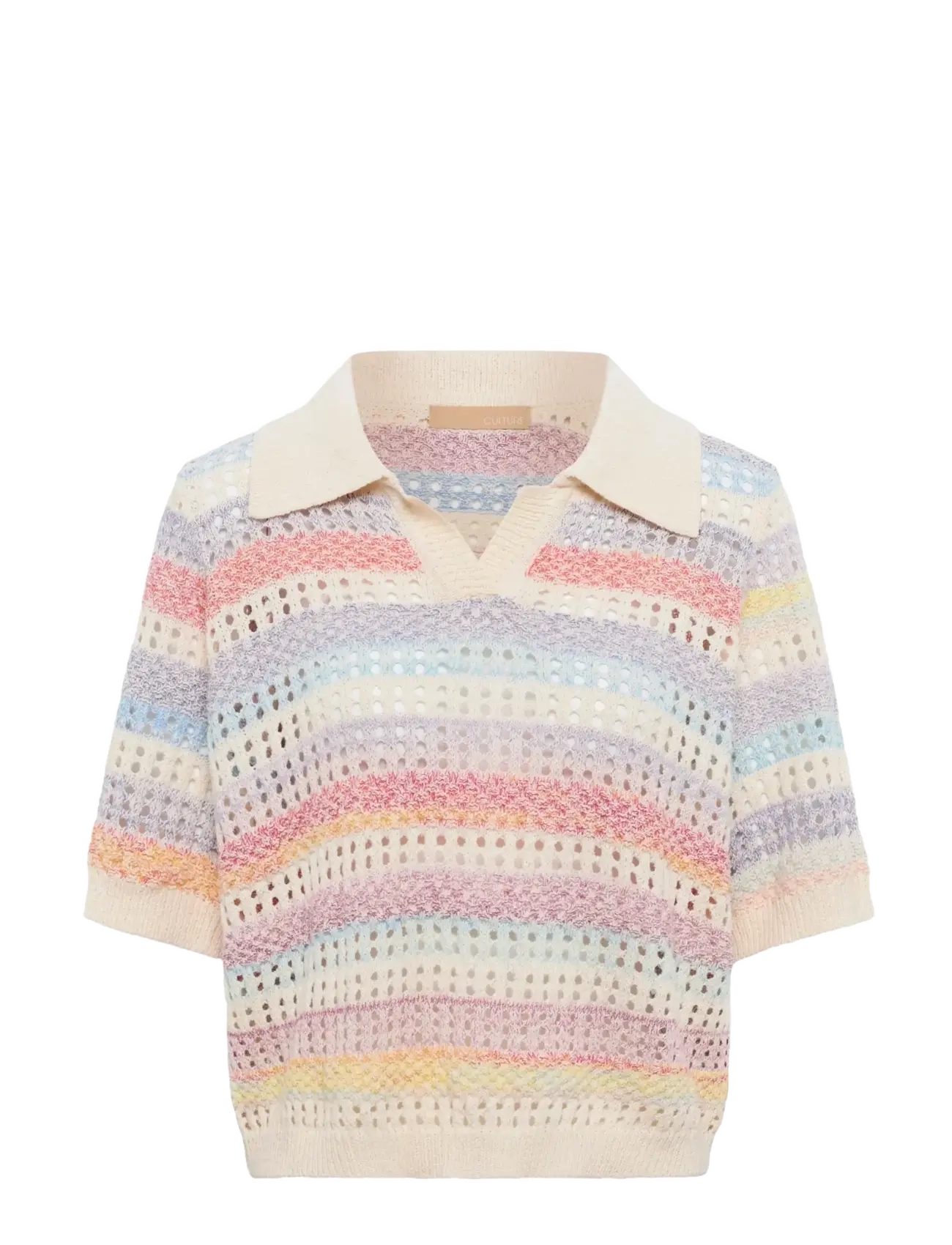 Culture CUjuana SS Polo - Tøj - MULTI STRIPE / cream
