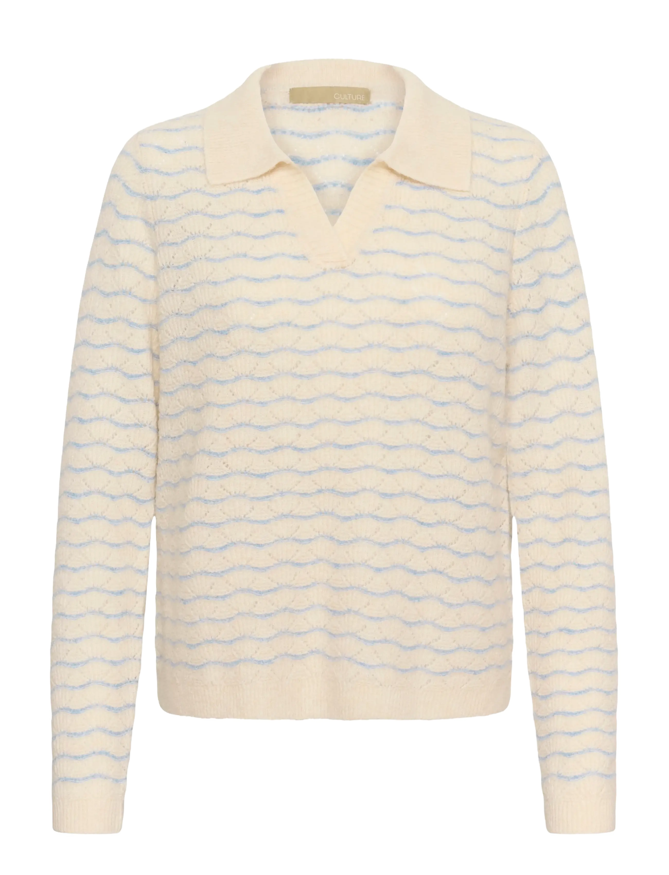 Culture CUamera Julietta Pullover - Džemperi - WHITECAP/BLUE / cream