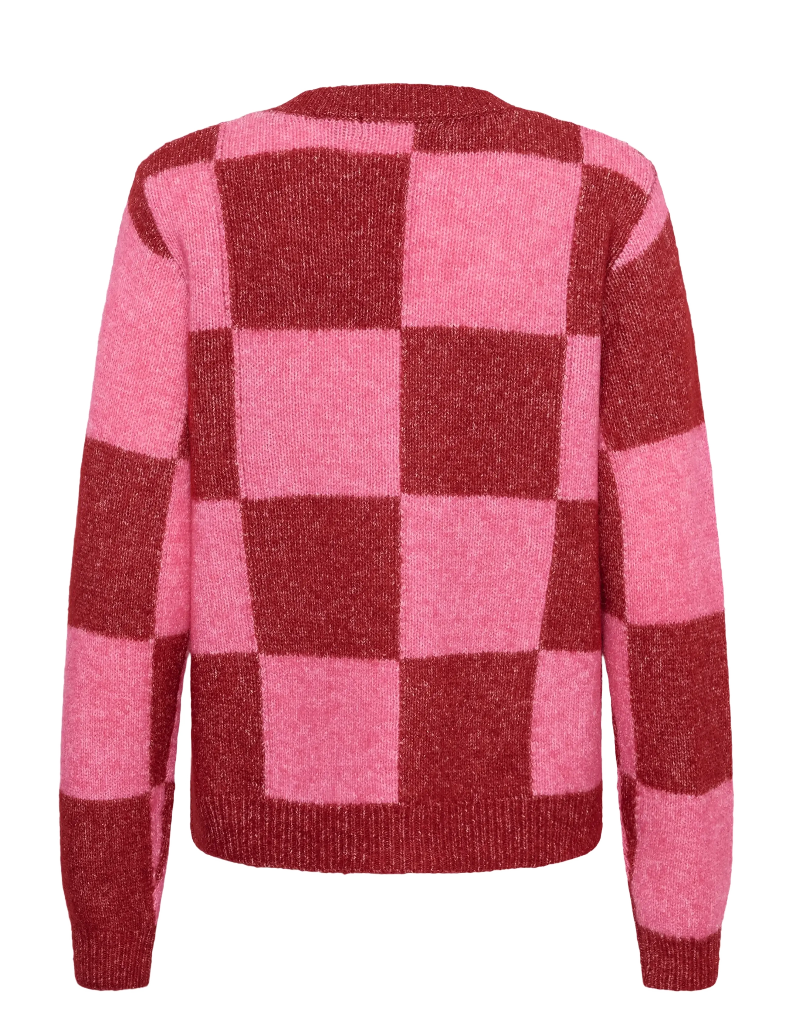 Culture - CUnimba Kimmy Pullover - stickade tröjor - rio red/pink check - 1