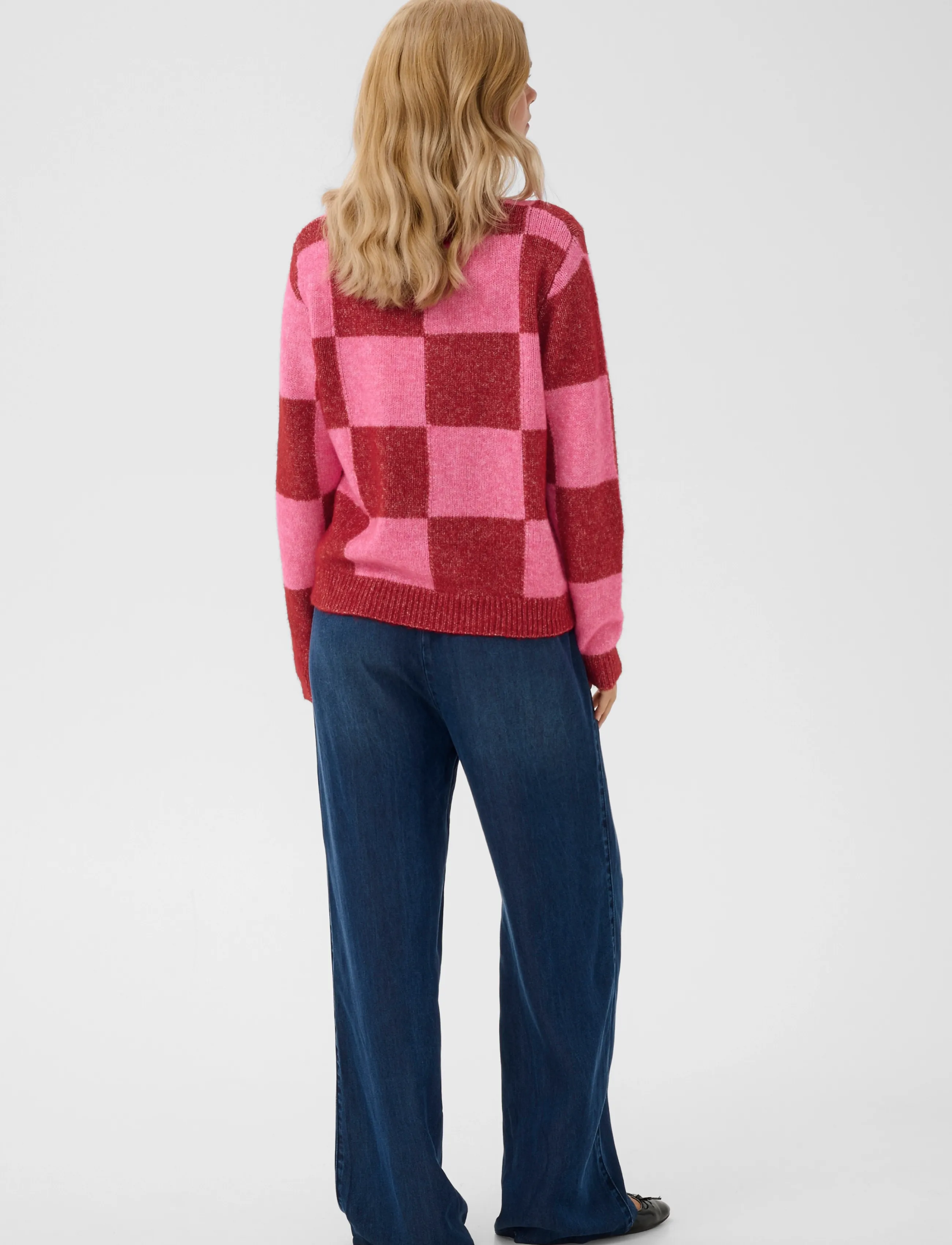 Culture - CUnimba Kimmy Pullover - stickade tröjor - rio red/pink check - 4