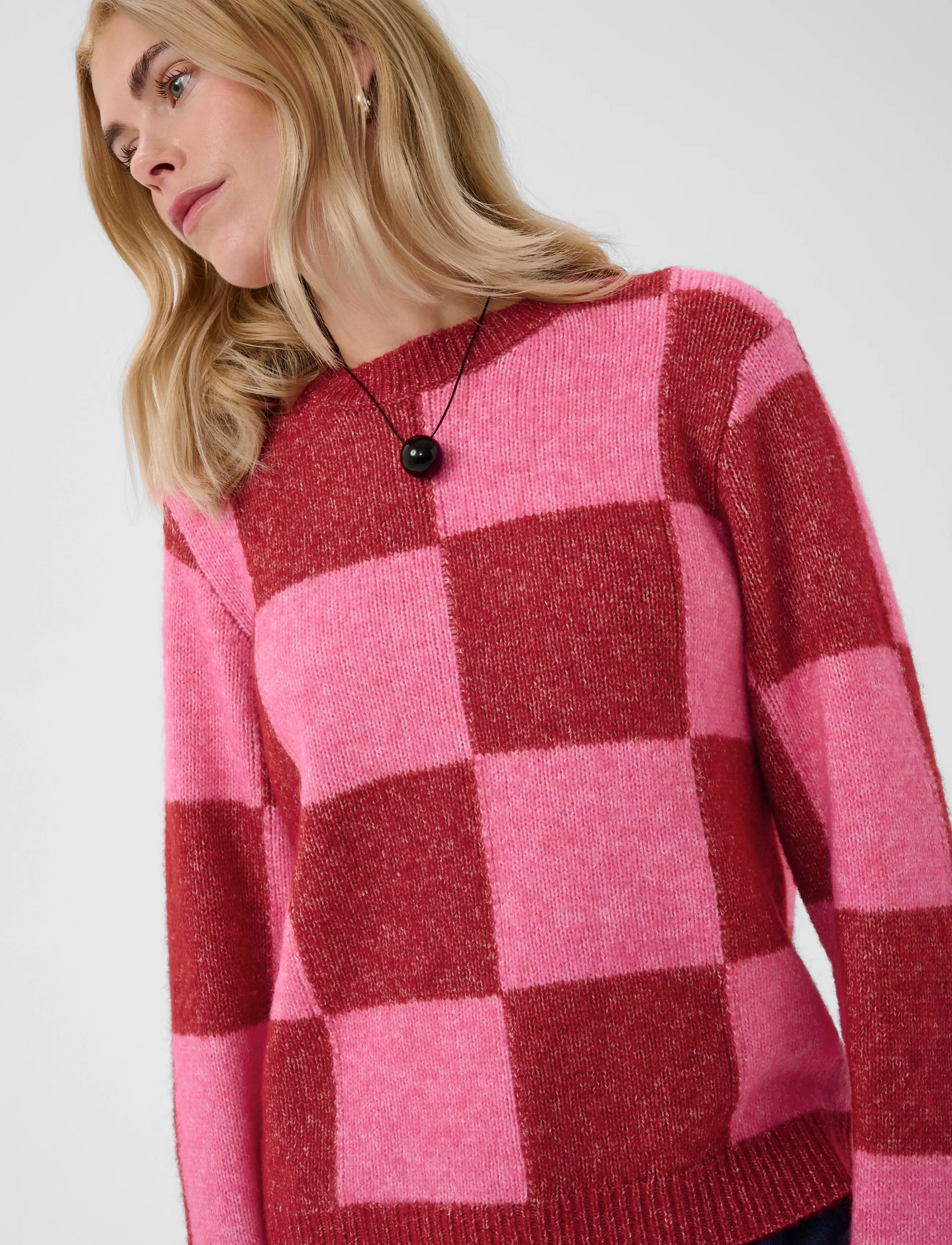 Culture - CUnimba Kimmy Pullover - stickade tröjor - rio red/pink check - 5