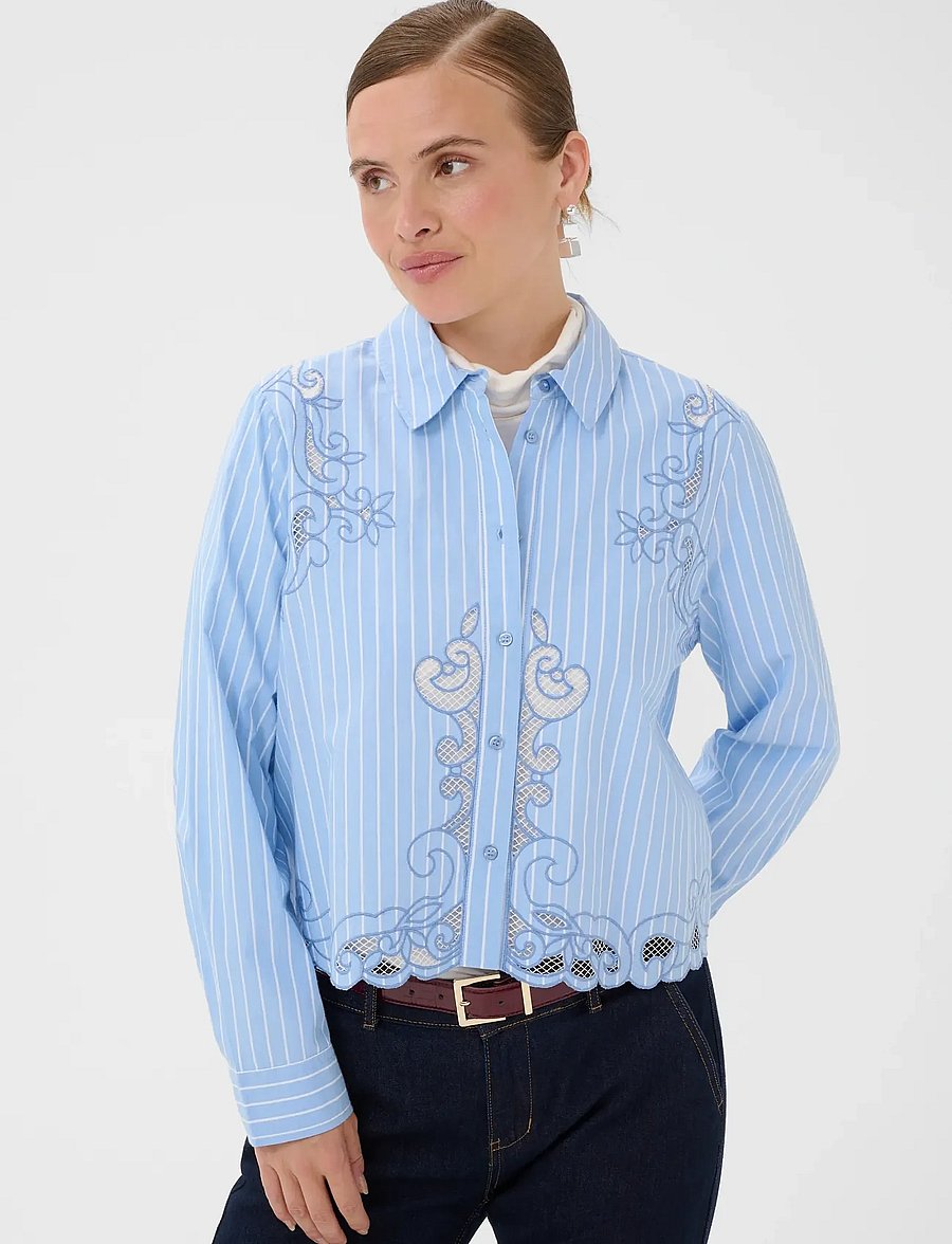 Culture - CUnissa Shirt - langærmede skjorter - blue/white stripe - 0
