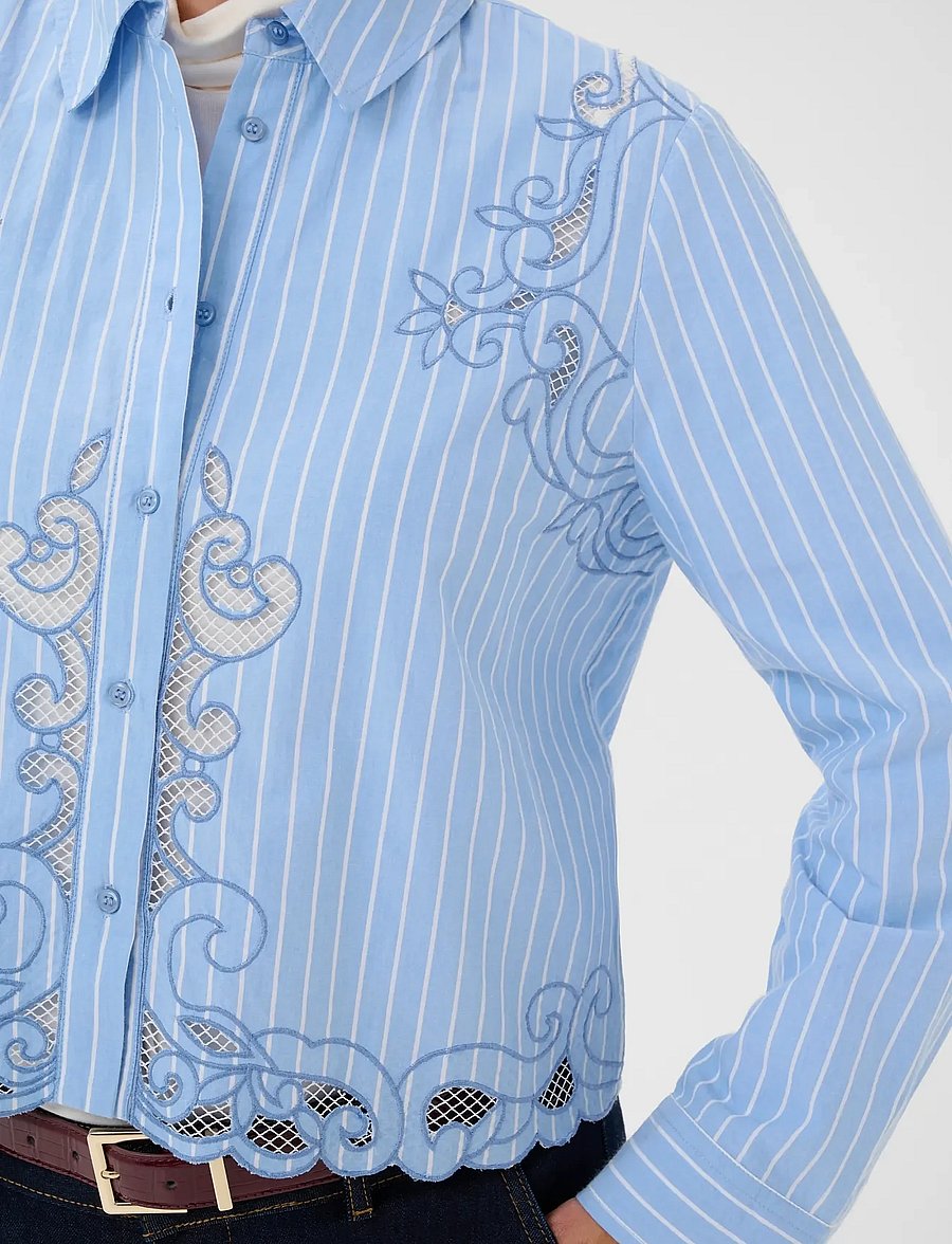 Culture - CUnissa Shirt - langærmede skjorter - blue/white stripe - 5