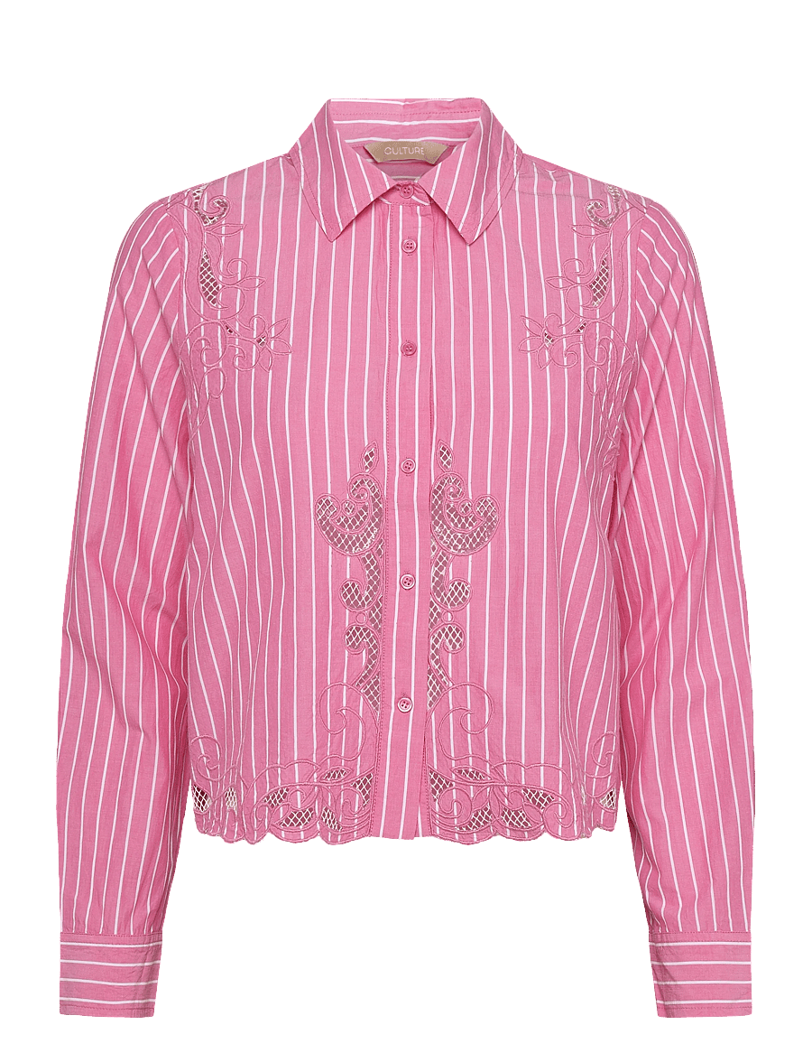Culture - CUnissa Shirt - pikkade varrukatega särgid - pink/white stripe - 0