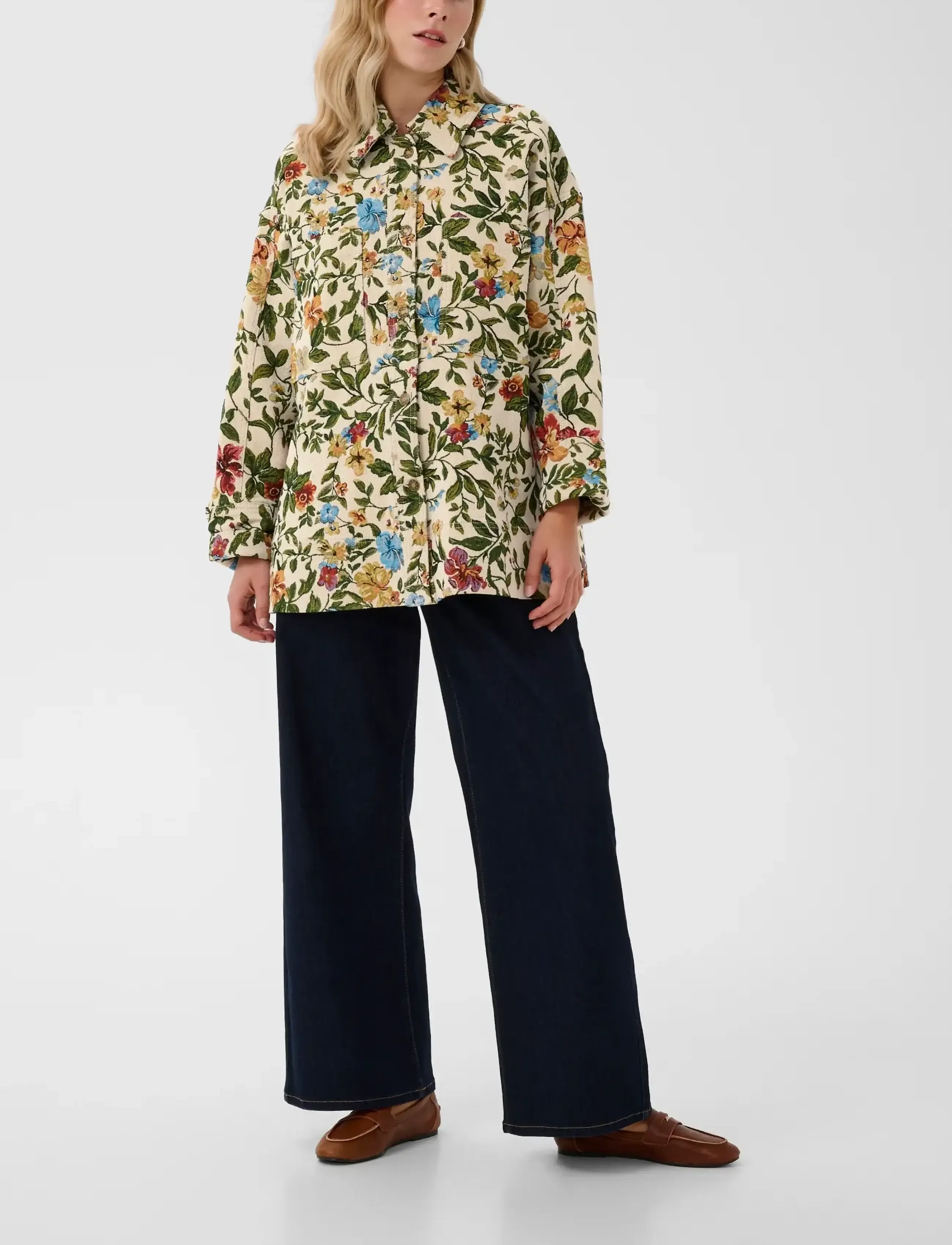 Culture - CUcennet Jacket - frühlingsjacken - white/green flower - 3