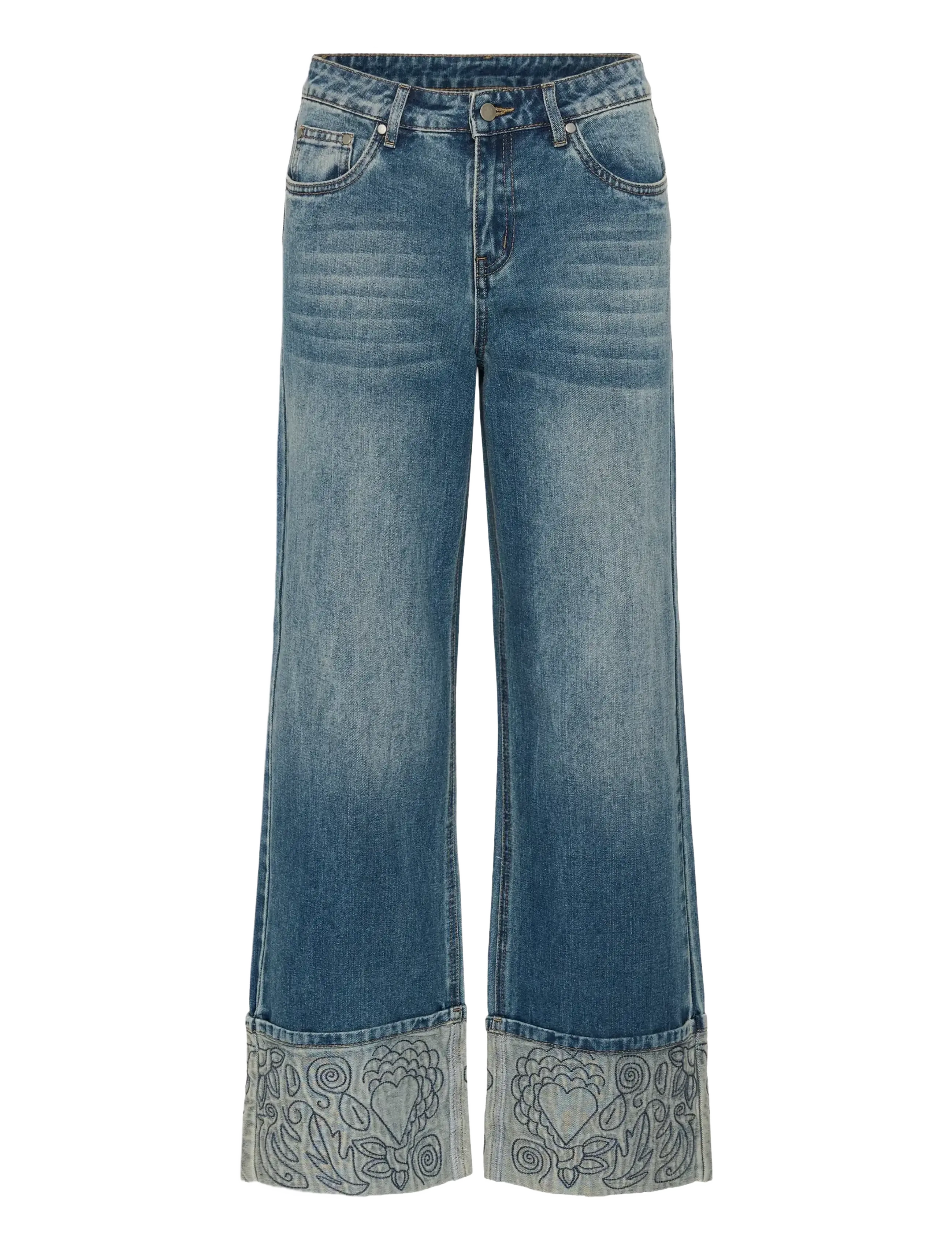Culture - CUmerano Aniceta Jeans - hosen mit weitem bein - medium vintage blue wash - 1