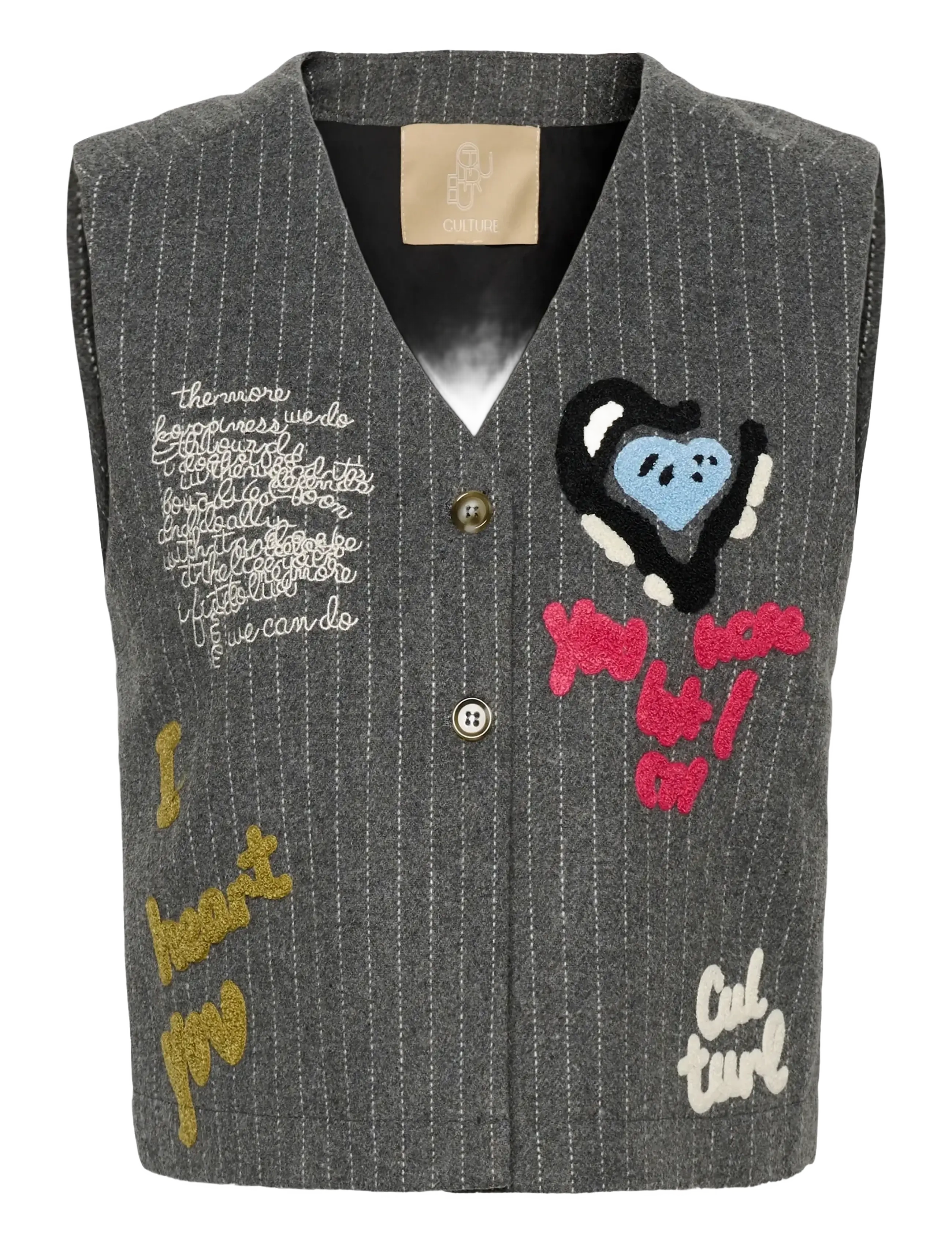 Culture CUkayla Waistcoat - Mantlid ja jakid - GREY PINSTRIPE / grey