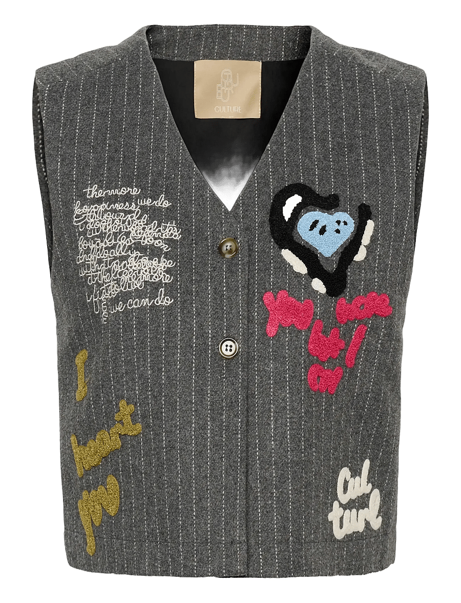 Culture - CUkayla Waistcoat - vårjackor - grey pinstripe - 1