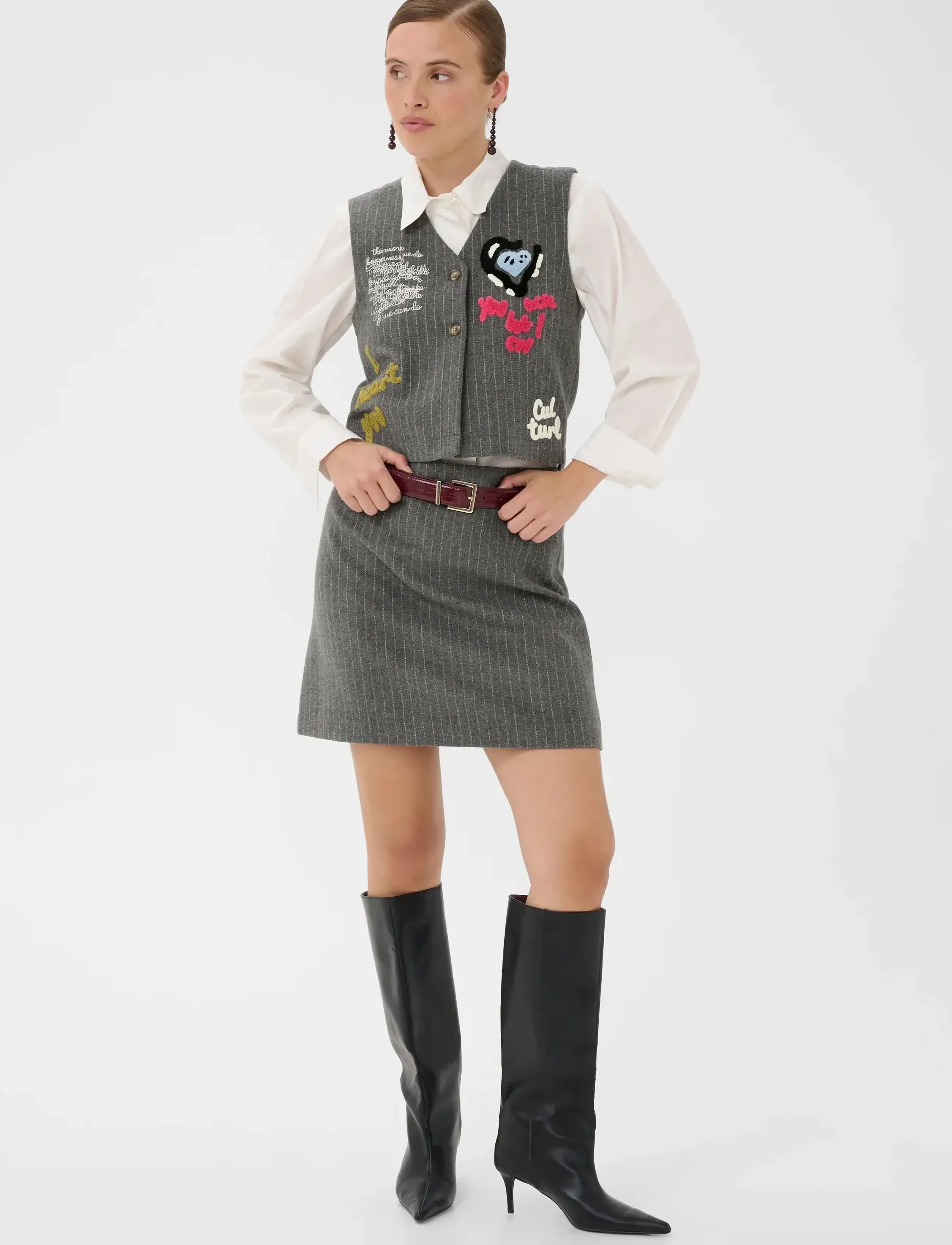 Culture - CUkayla Waistcoat - grey pinstripe - 3