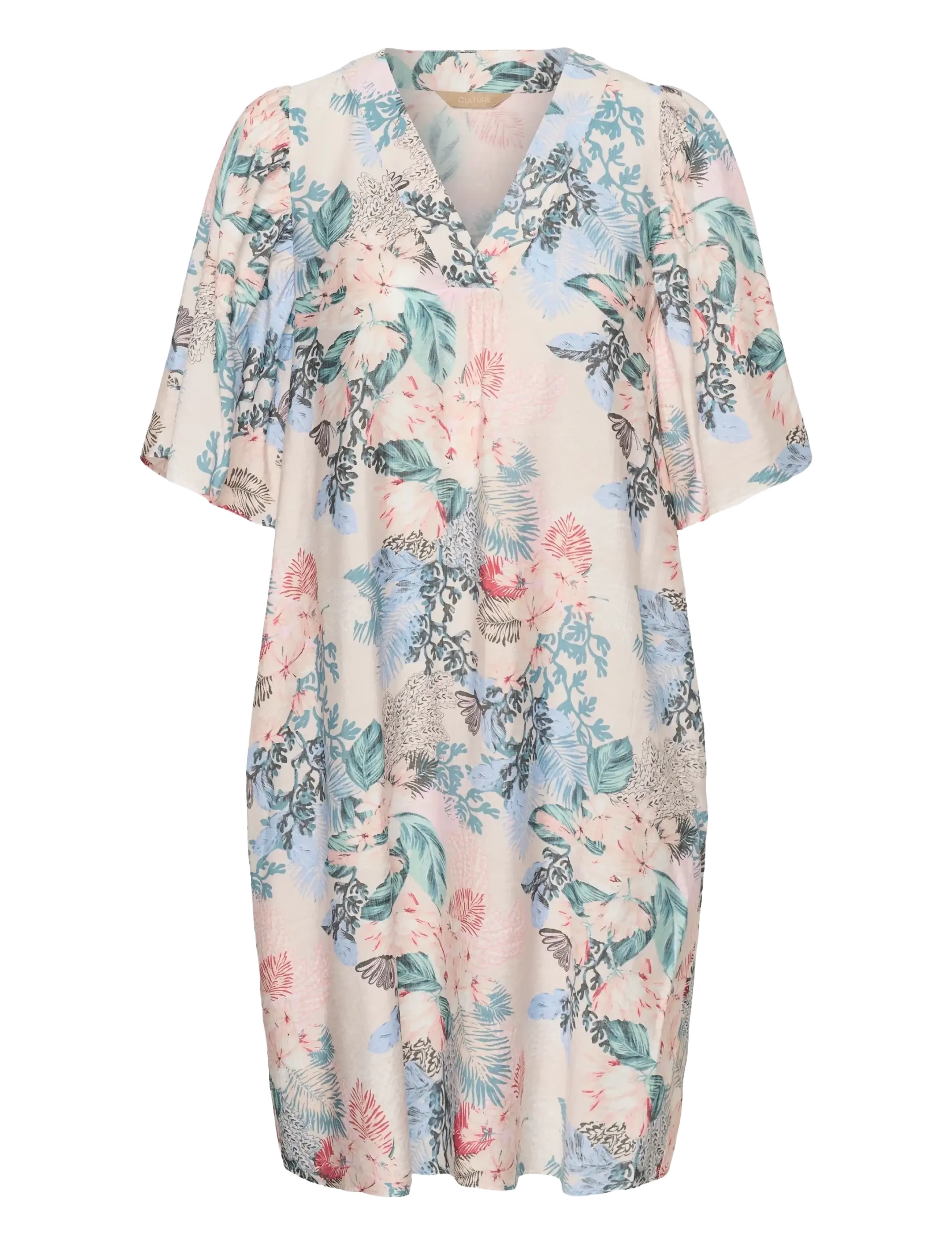 Culture - CUlotus Greece Short Dress - sommerkjoler - whitecap/blue leaf - 1
