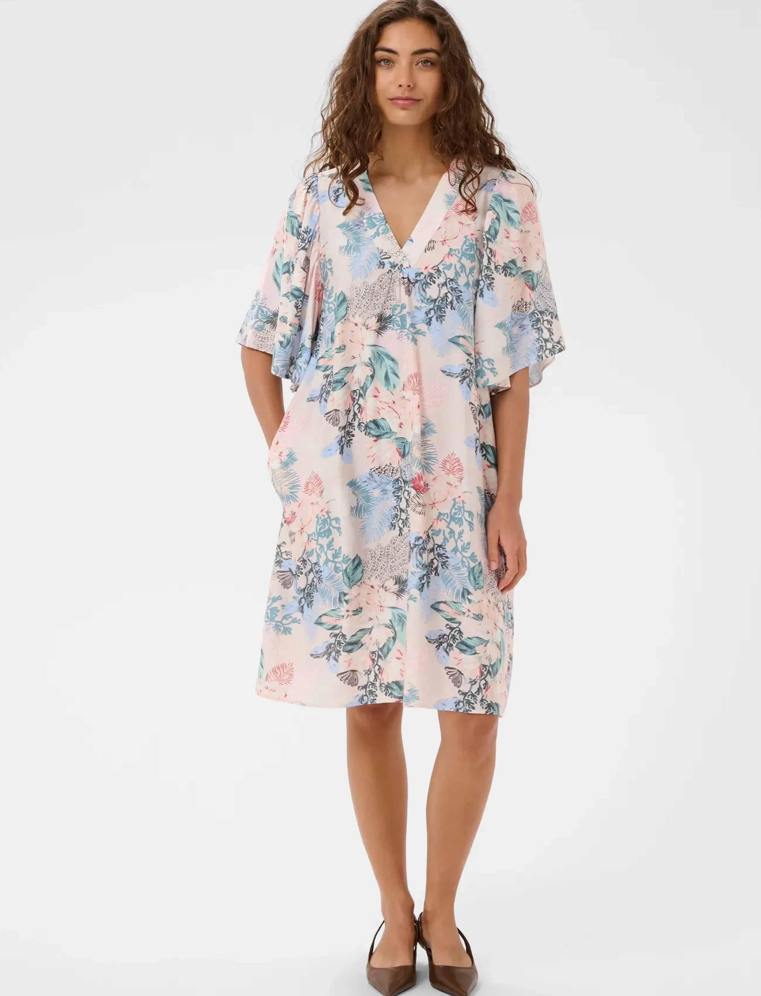 Culture - CUlotus Greece Short Dress - sommerkjoler - whitecap/blue leaf - 3