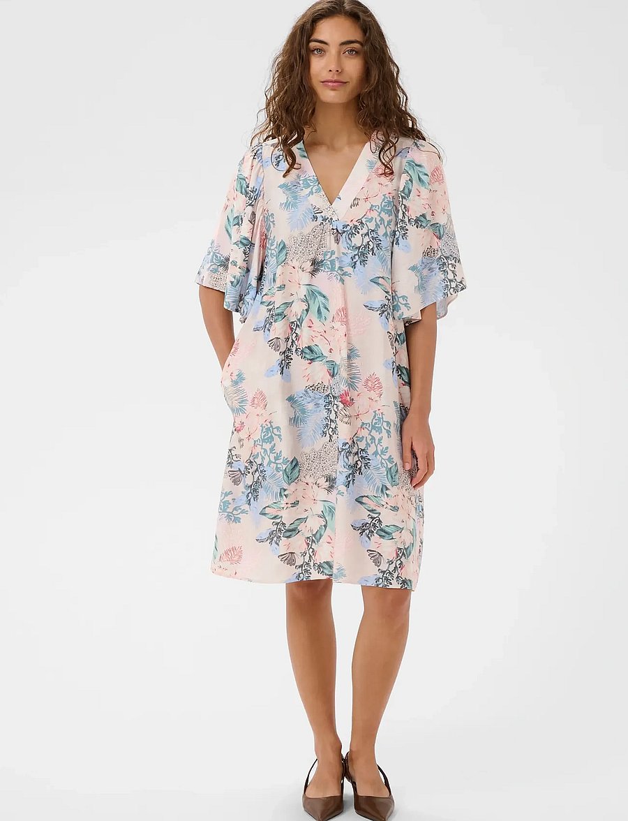 Culture - CUlotus Greece Short Dress - sommarklänningar - whitecap/blue leaf - 3
