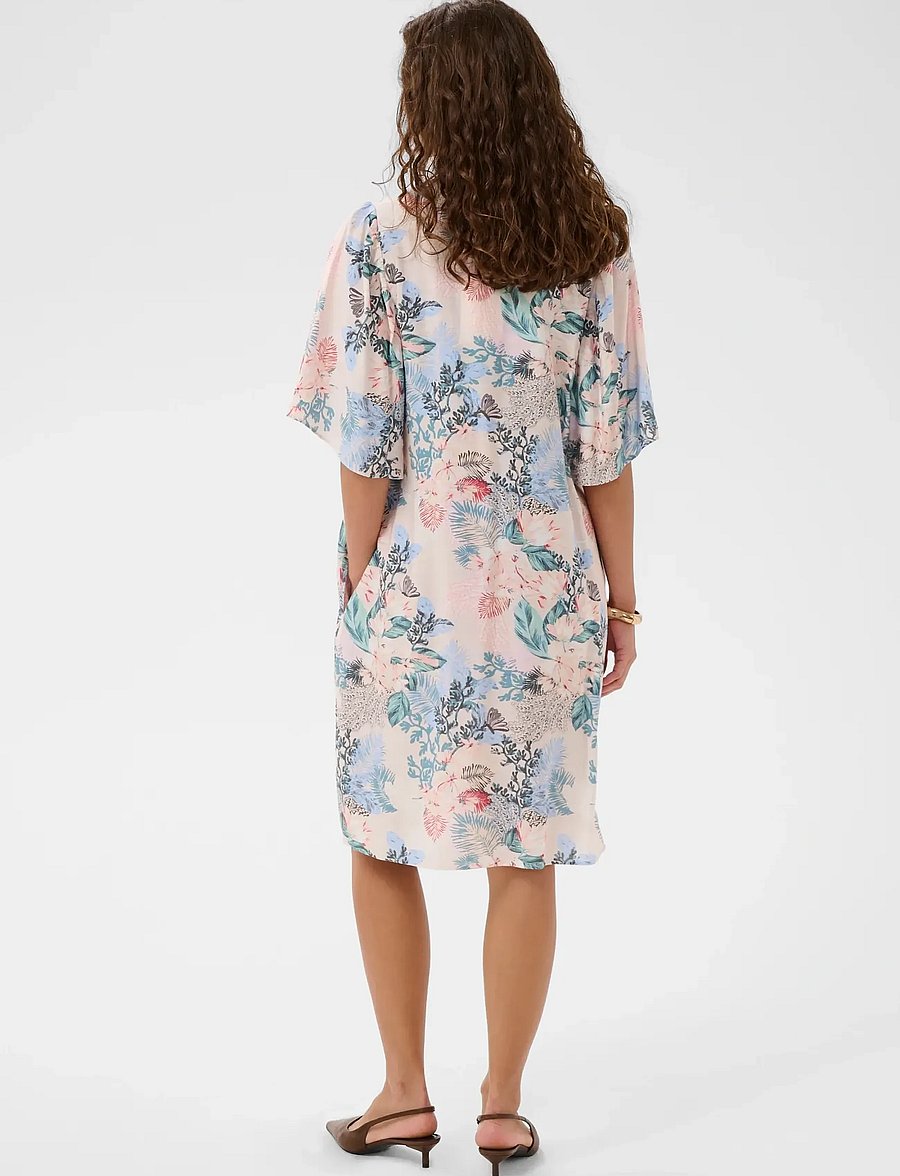 Culture - CUlotus Greece Short Dress - sommarklänningar - whitecap/blue leaf - 4