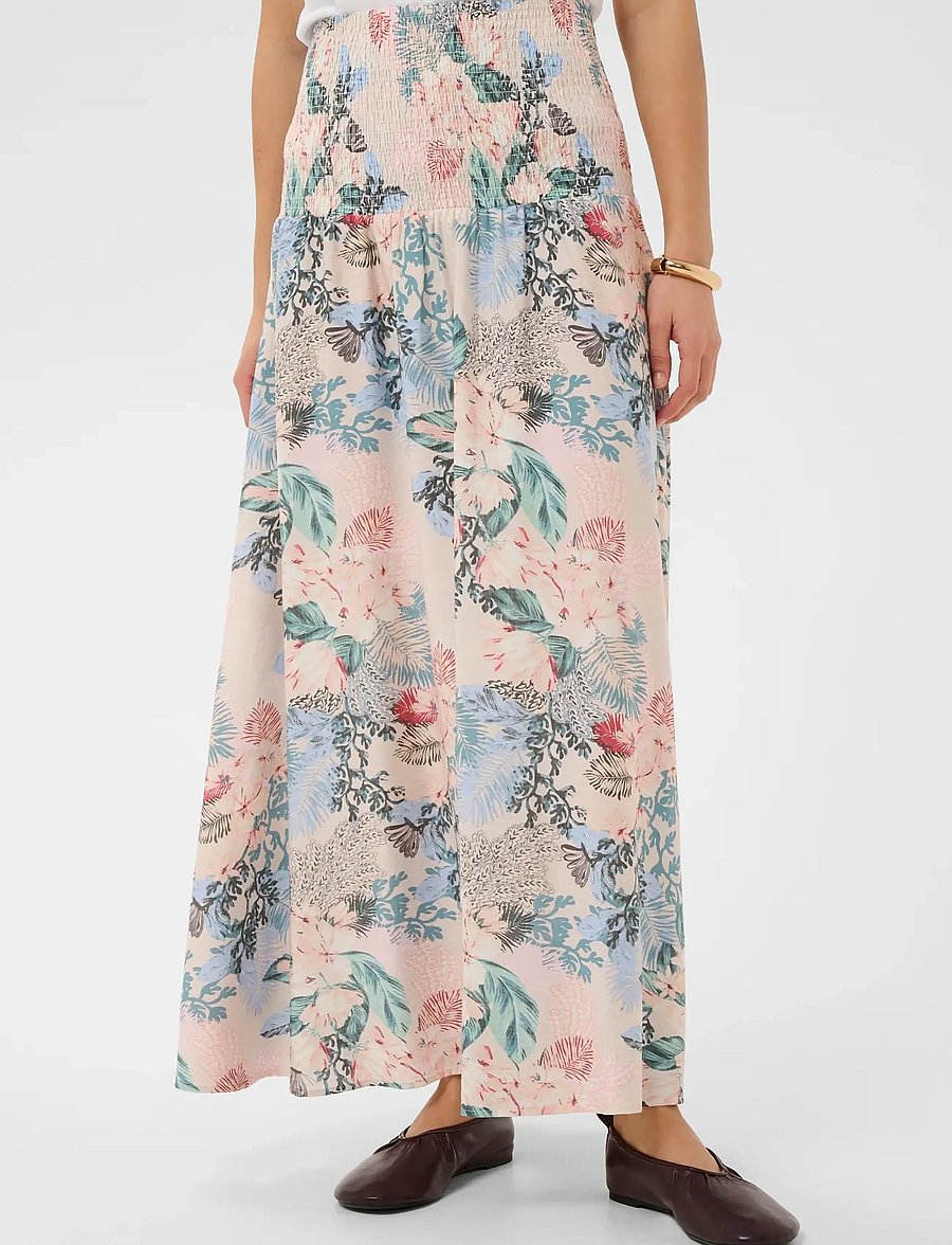 Culture - CUlotus Greece Skirt - maksihameet - whitecap/blue leaf - 3