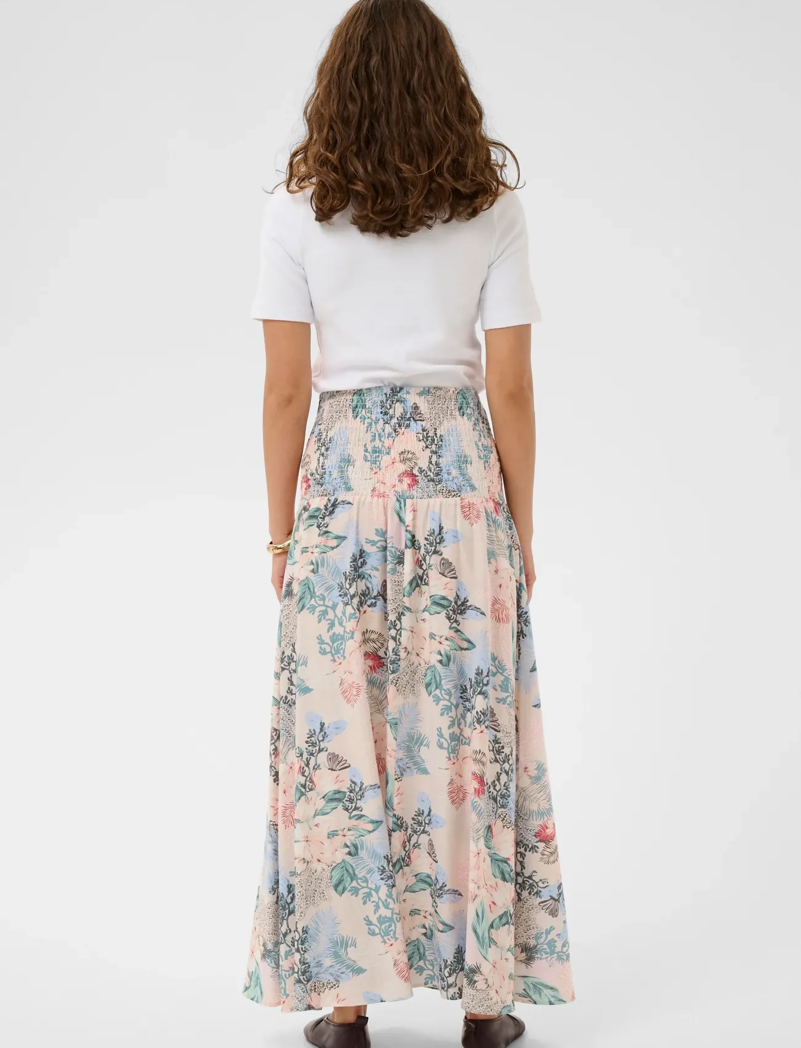 Culture - CUlotus Greece Skirt - maxi nederdele - whitecap/blue leaf - 4