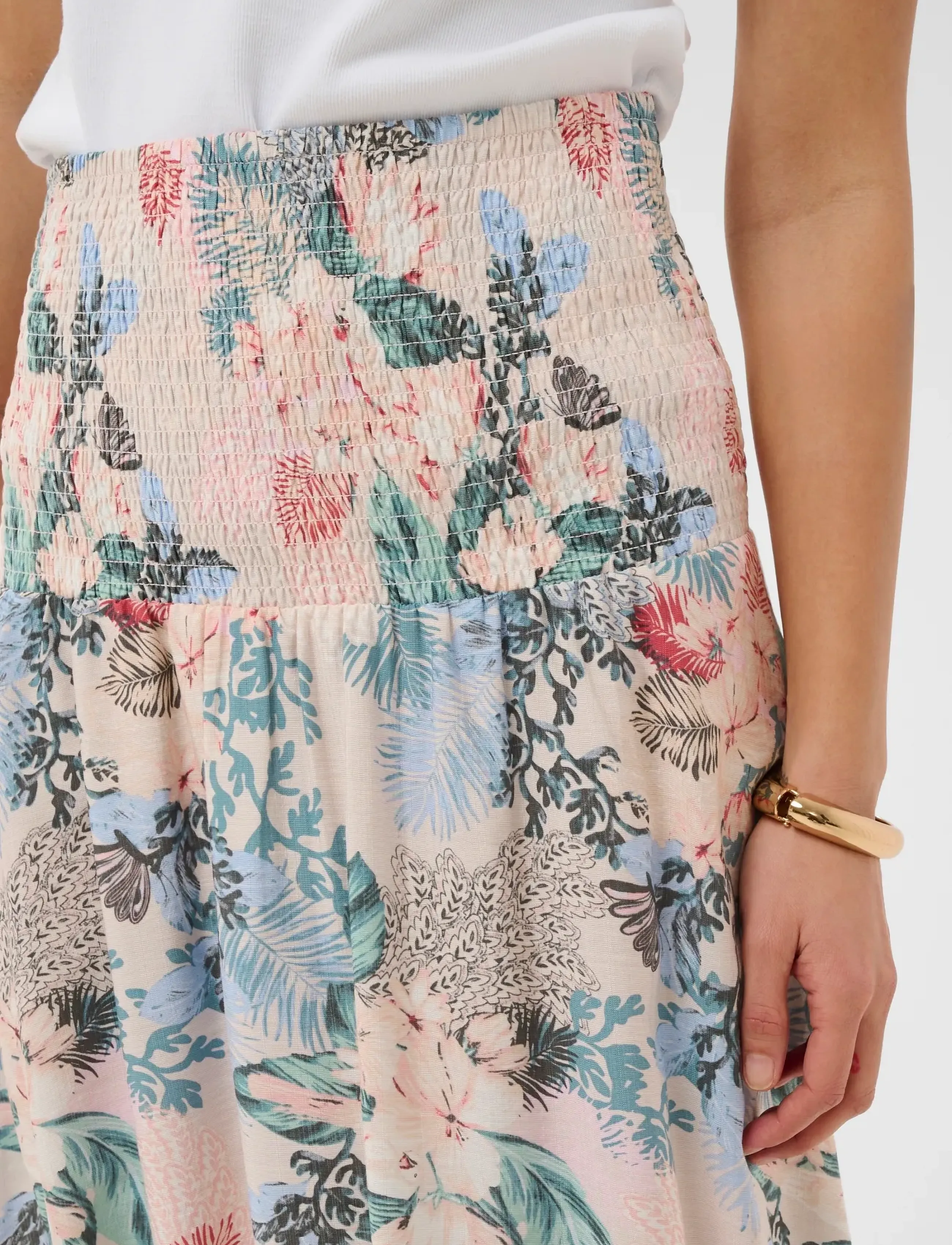 Culture - CUlotus Greece Skirt - maxi nederdele - whitecap/blue leaf - 5