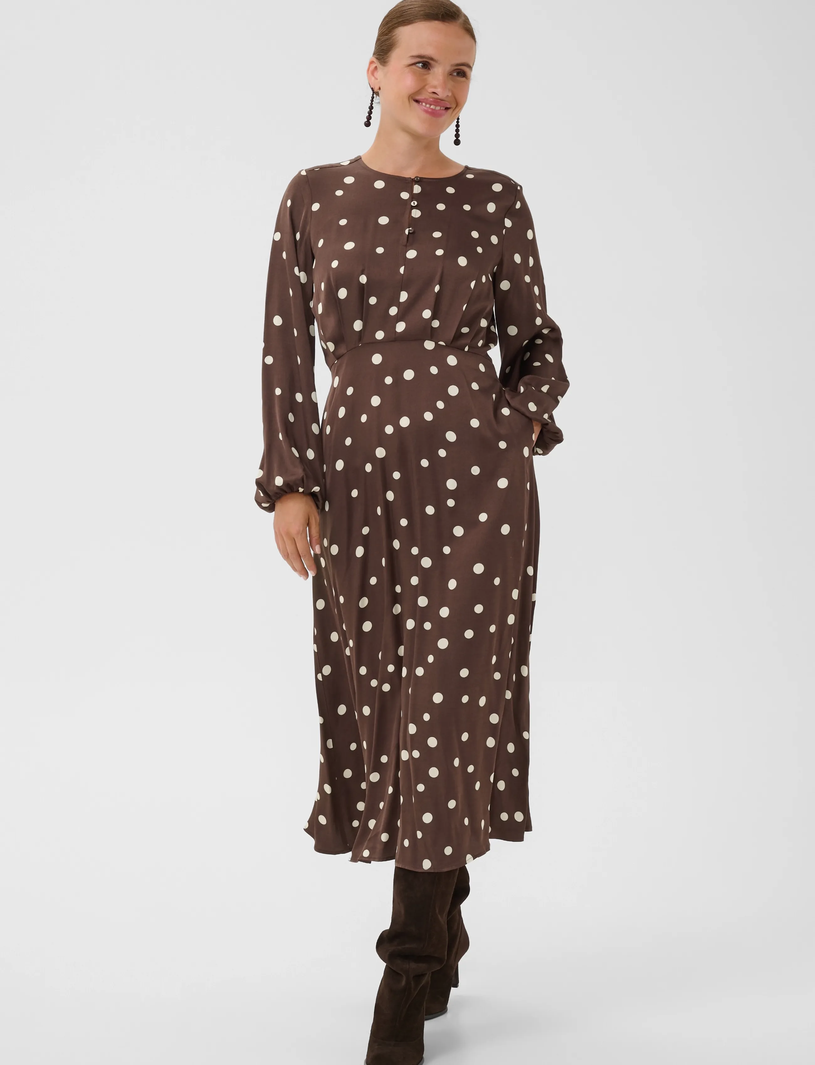 Culture - CUdotty Berna Dress - sommerkjoler - brown/whitecap dot - 2