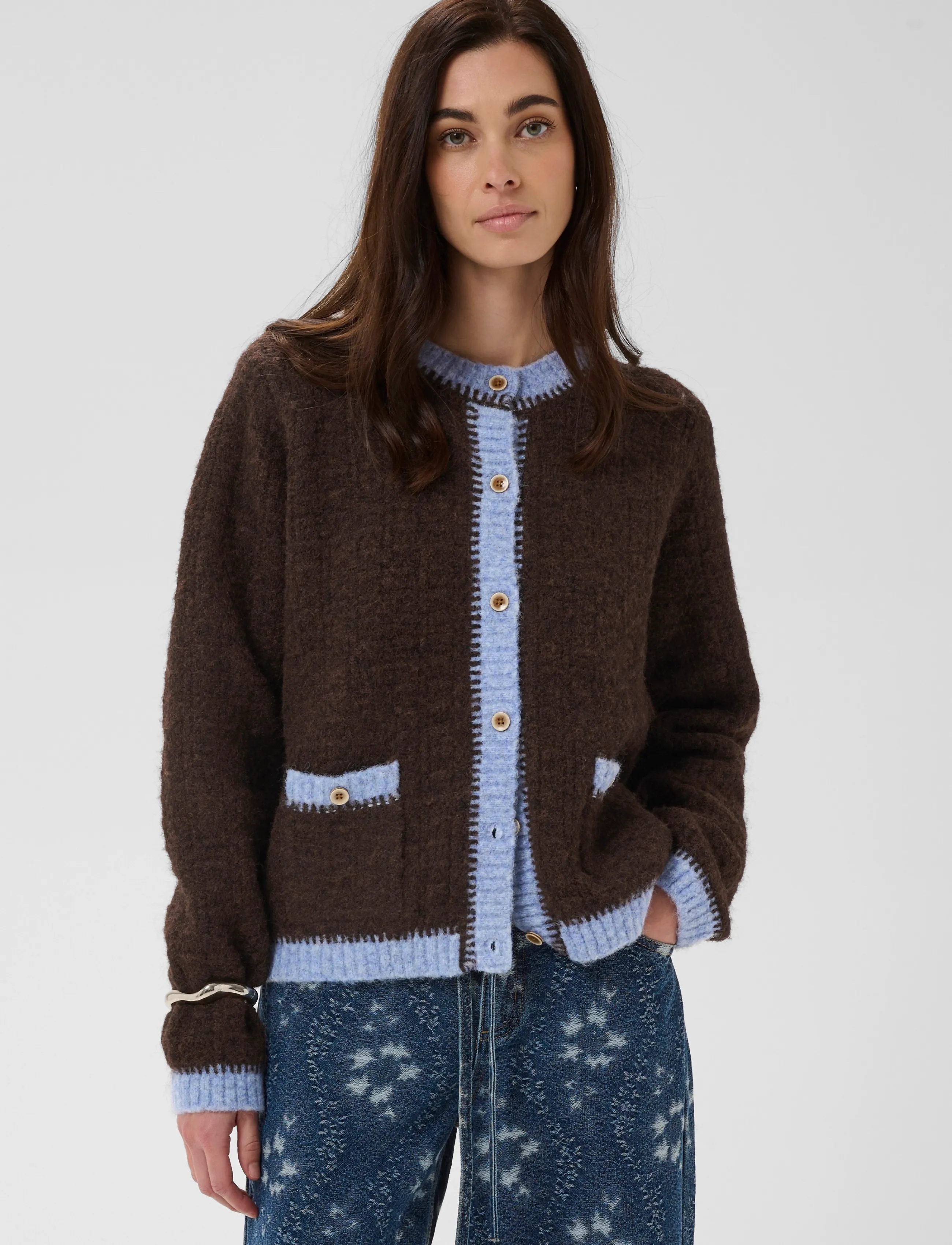 Culture - CUgilan Cardigan - strickjacken - brown/blue - 2