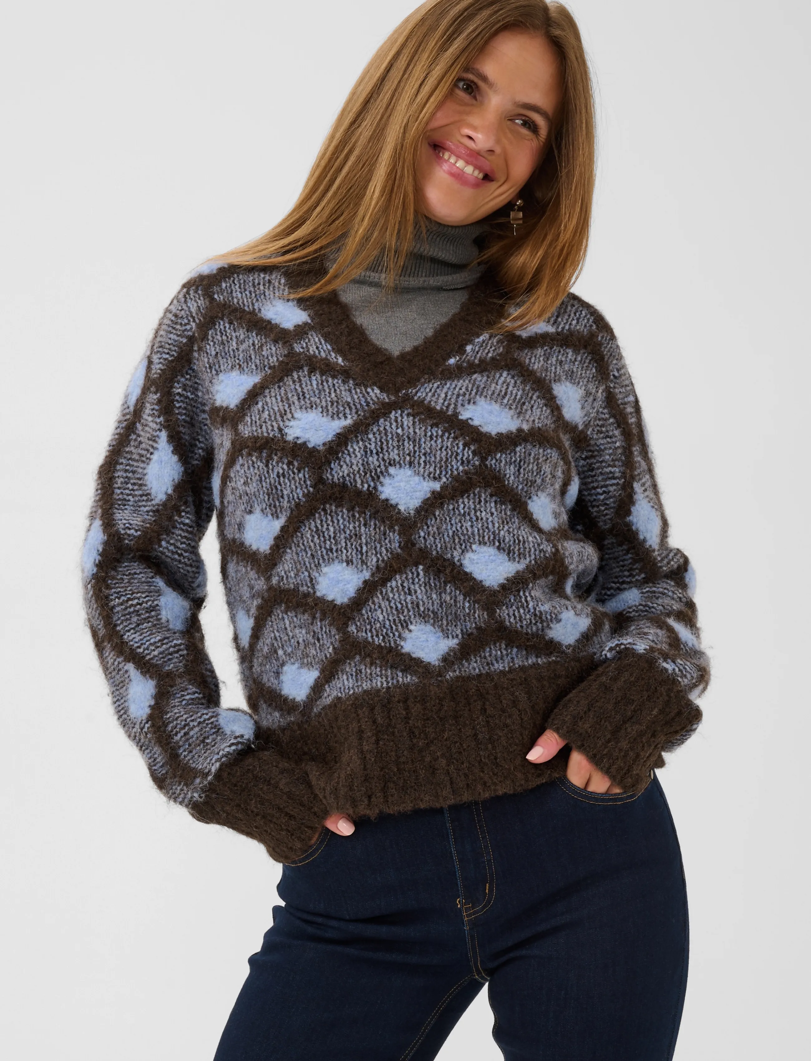 Culture - CUgilan Pullover - striktrøjer - brown/blue - 2