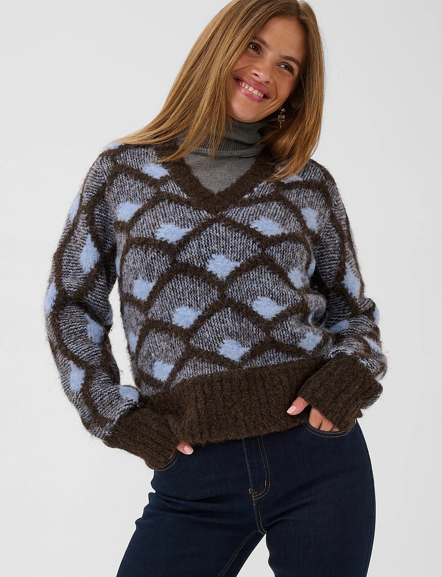 Culture - CUgilan Pullover - striktrøjer - brown/blue - 2