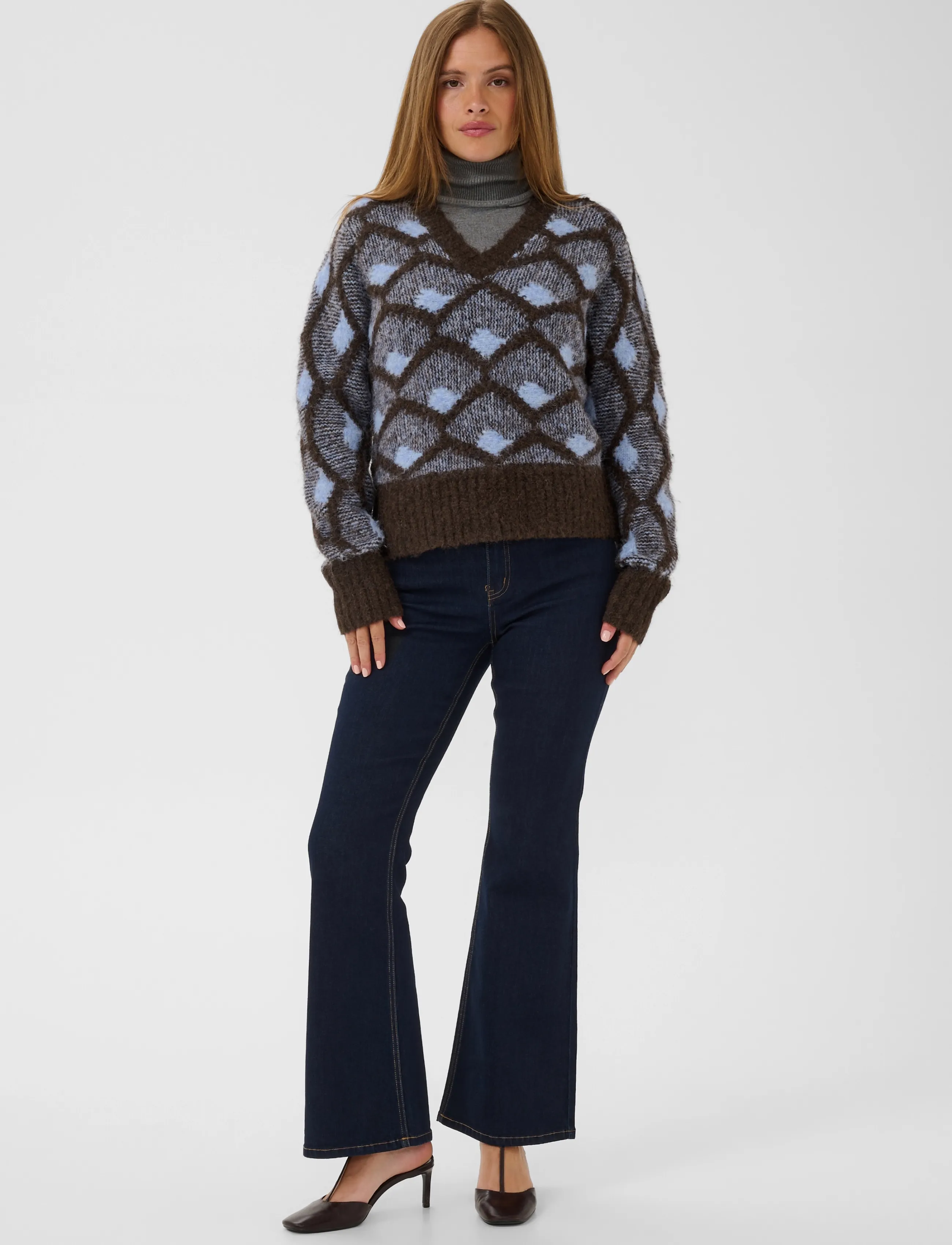 Culture - CUgilan Pullover - striktrøjer - brown/blue - 3