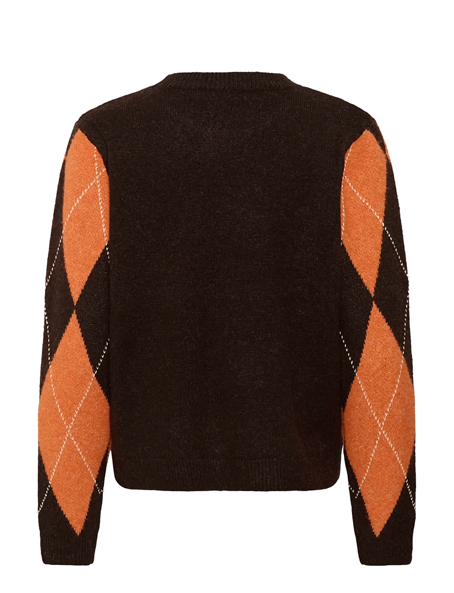Culture - CUargyle Pullover - striktrøjer - brown argyle - 1