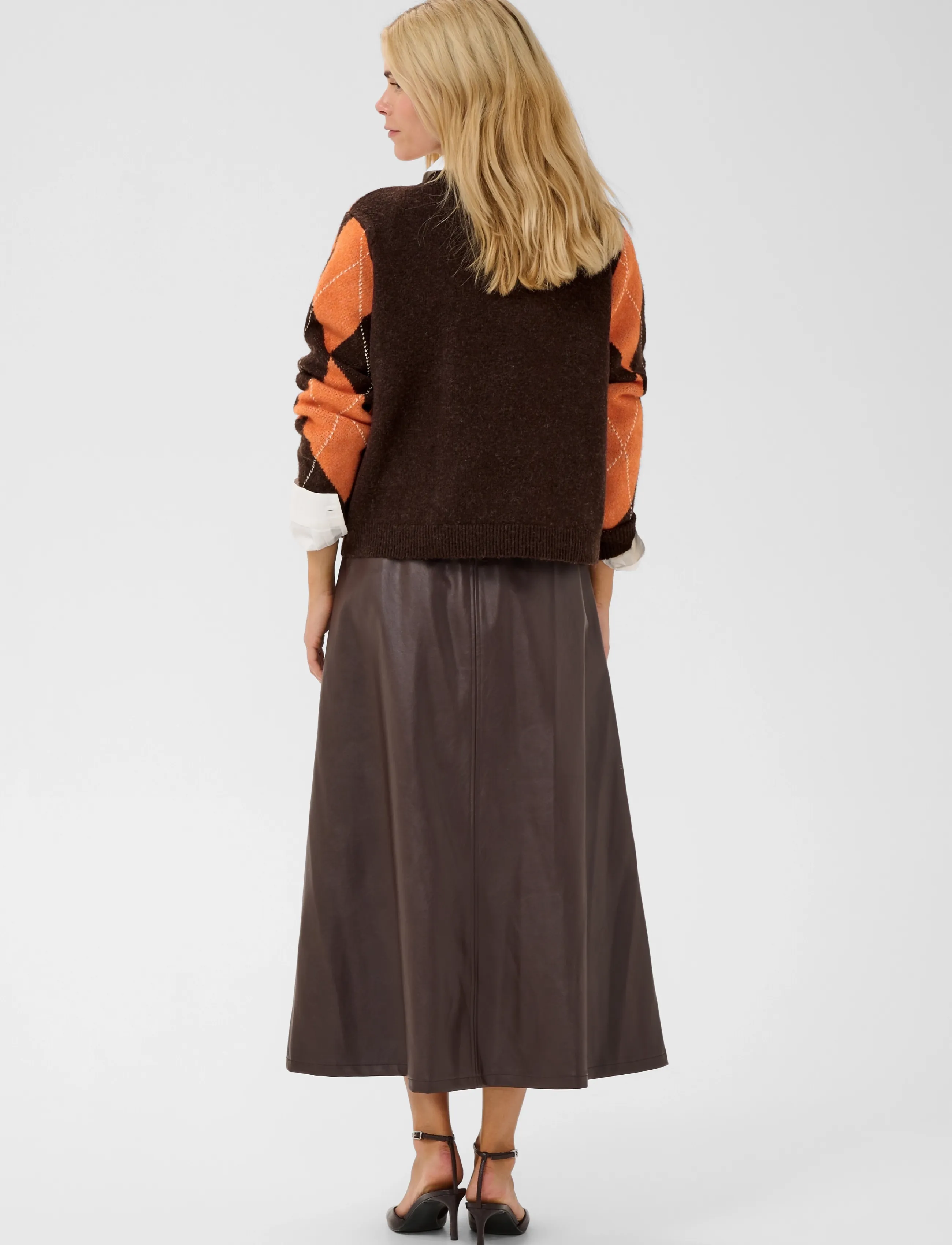 Culture - CUargyle Pullover - striktrøjer - brown argyle - 4