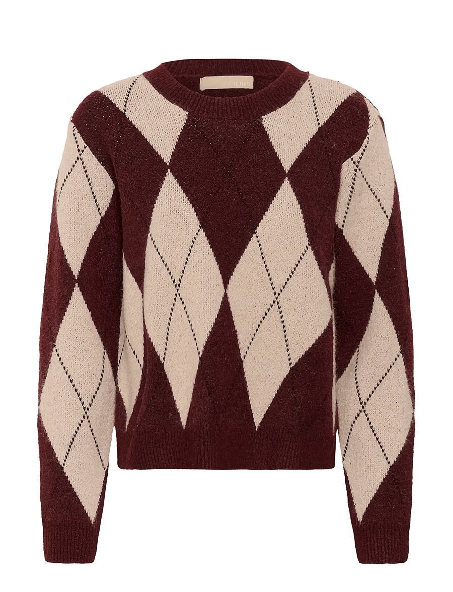Culture - CUargyle Pullover - pullover - burgundy argyle - 0