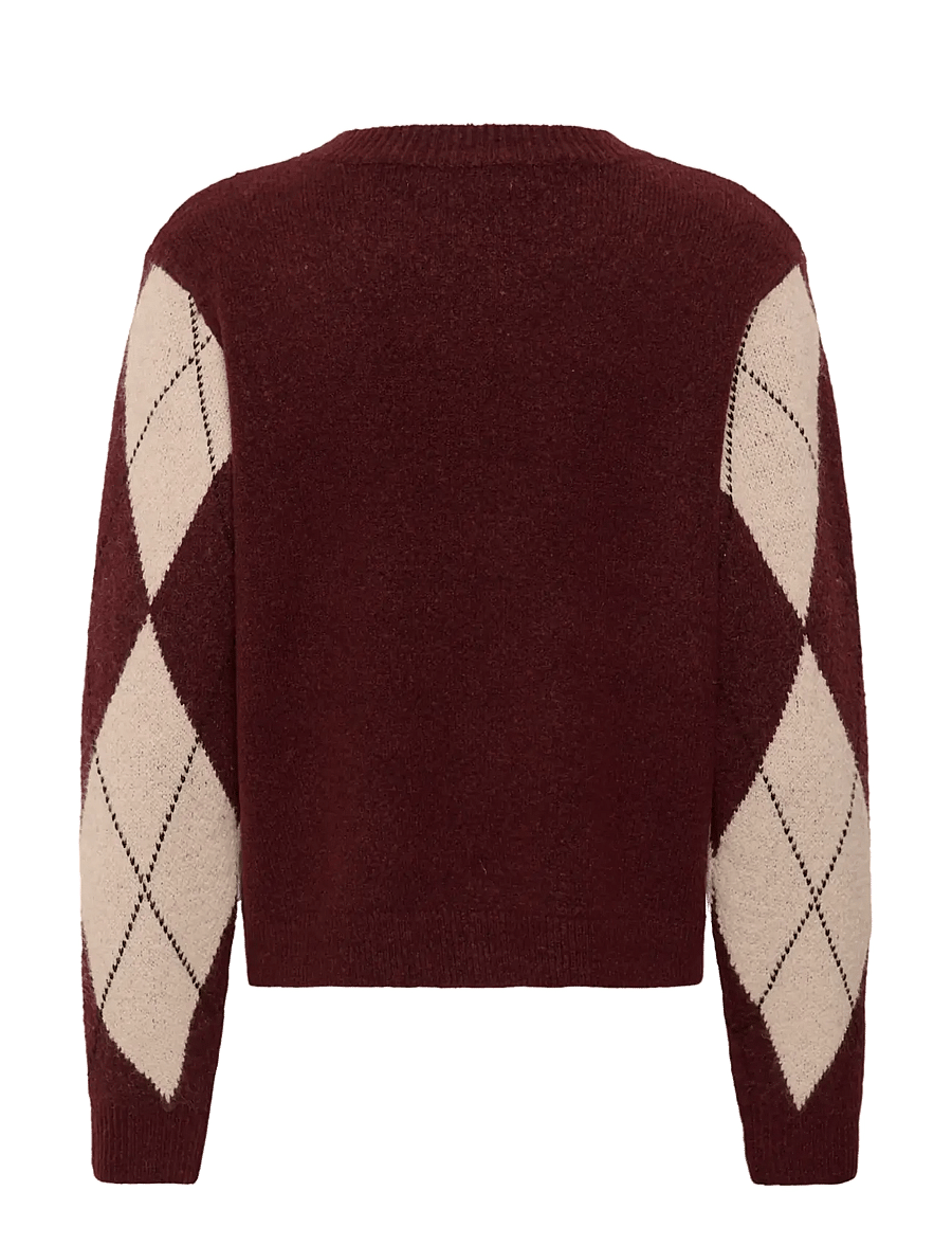 Culture - CUargyle Pullover - pullover - burgundy argyle - 1