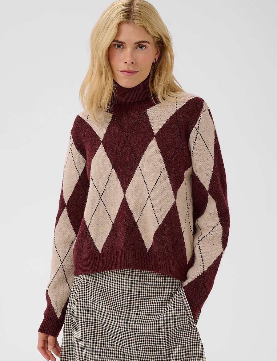 Culture - CUargyle Pullover - pullover - burgundy argyle - 2