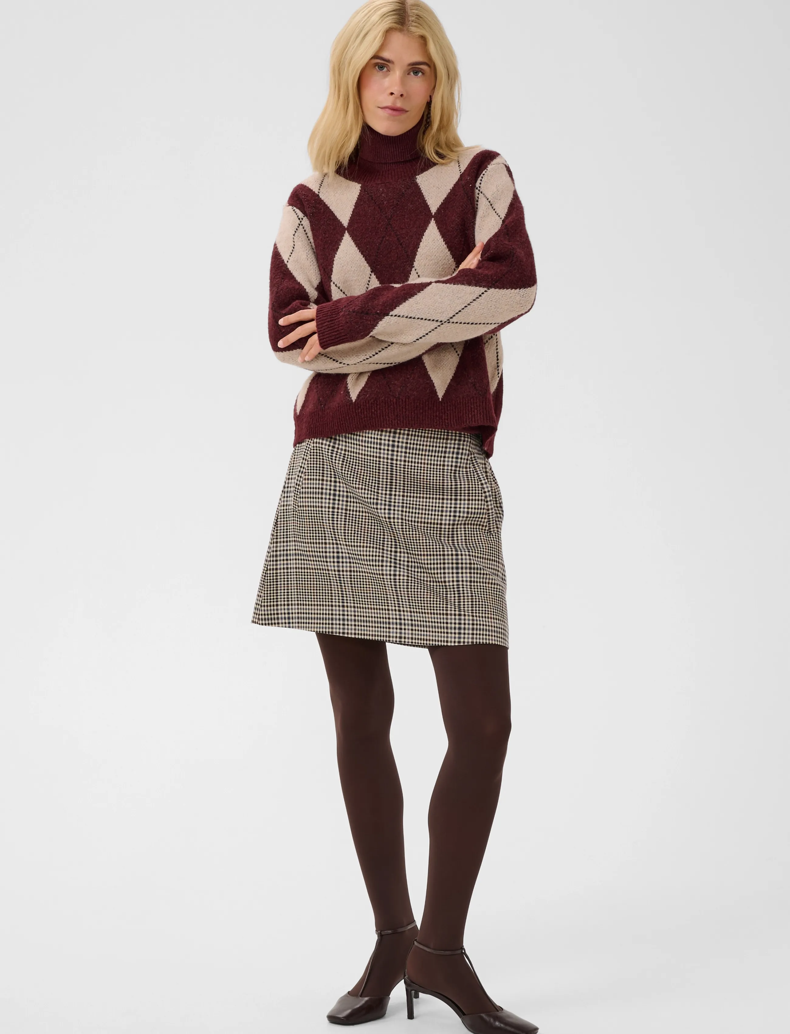 Culture - CUargyle Pullover - pullover - burgundy argyle - 3